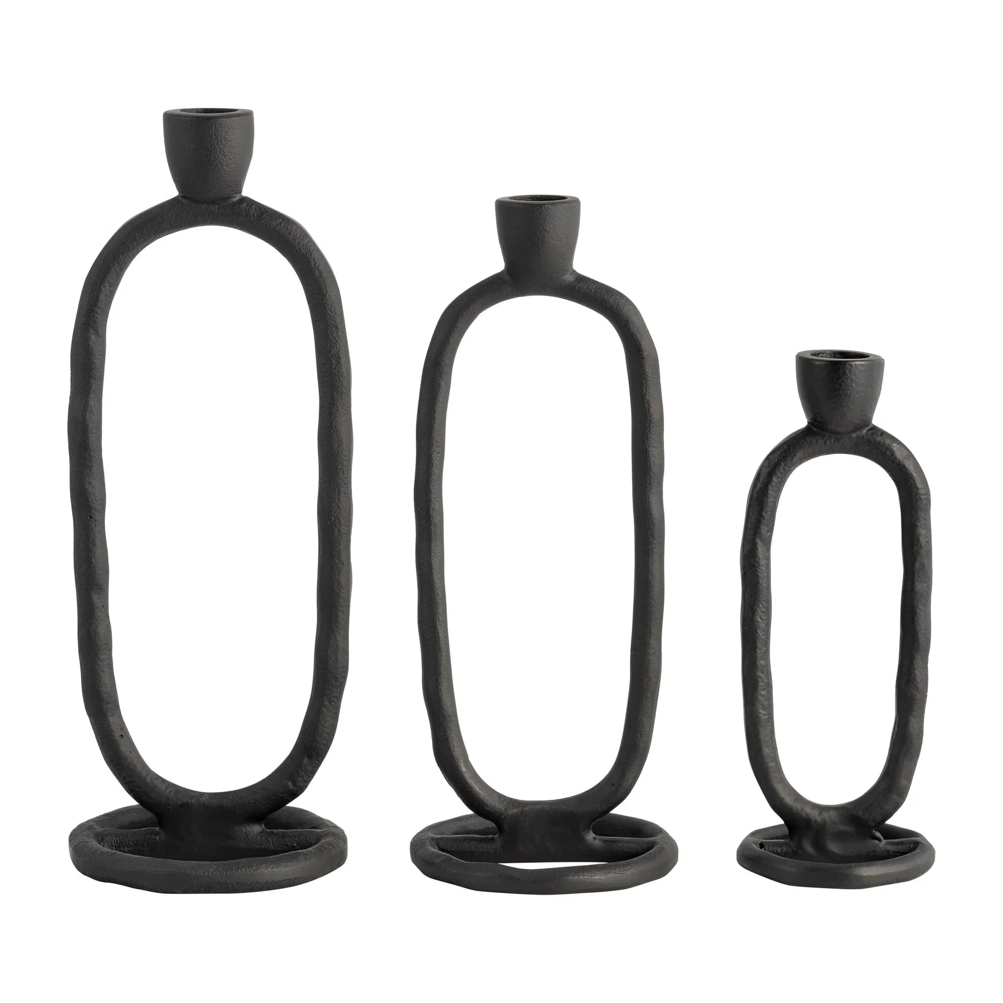 Metal, 11" Open Oval Taper Candleholder, Black - Image 8