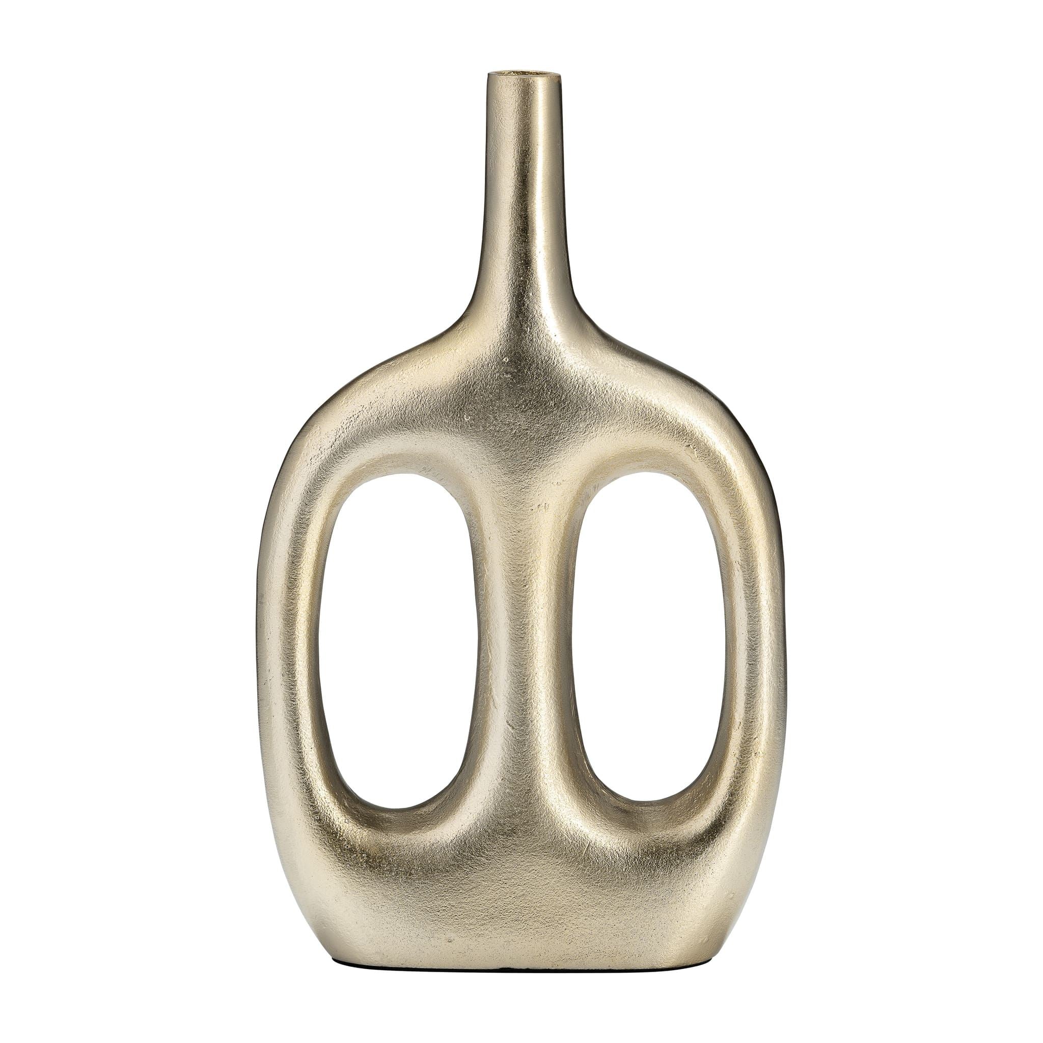 Metal,15" Hollow Handles Vase,champagne
