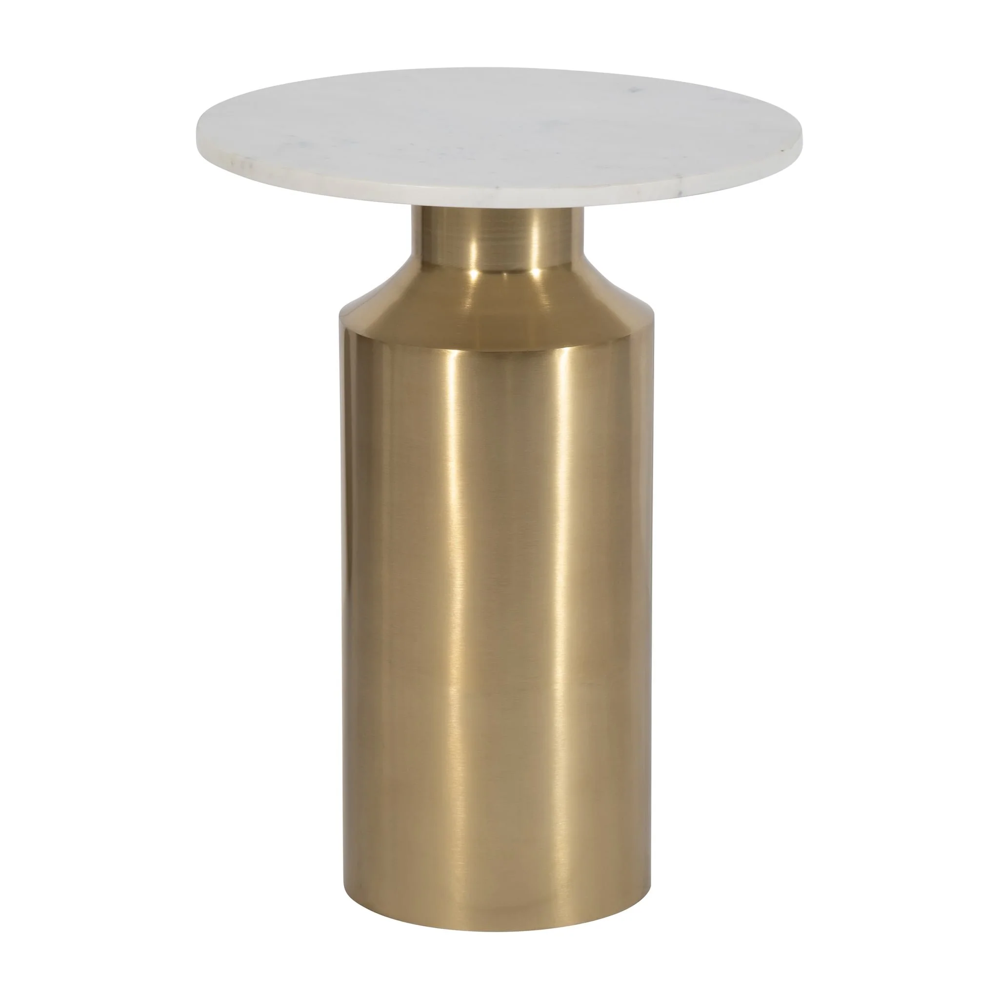 Metal, 22" Marble Top Side Table, Gold Kd