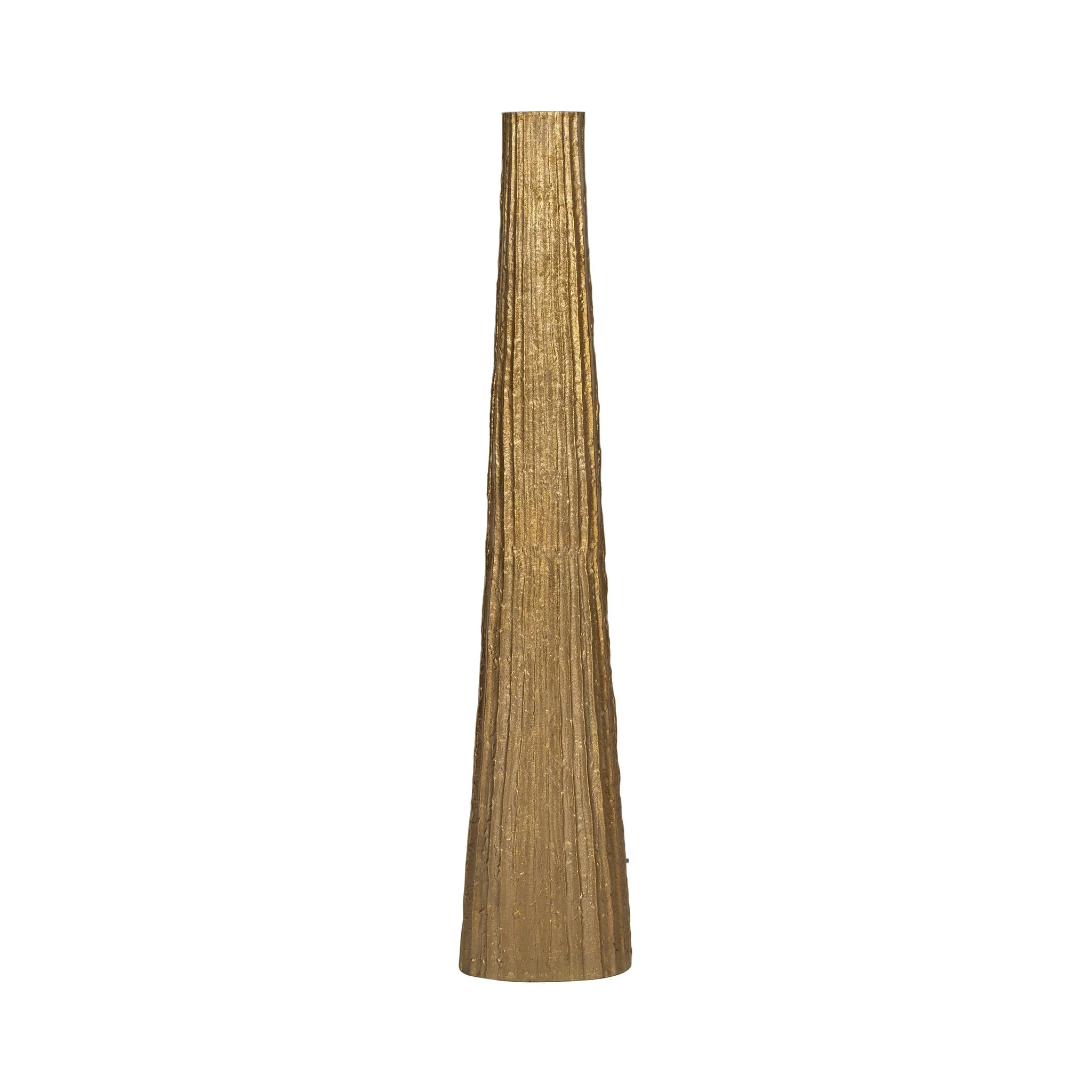 Metal, 48" Ribbed Floor Vase, Gold