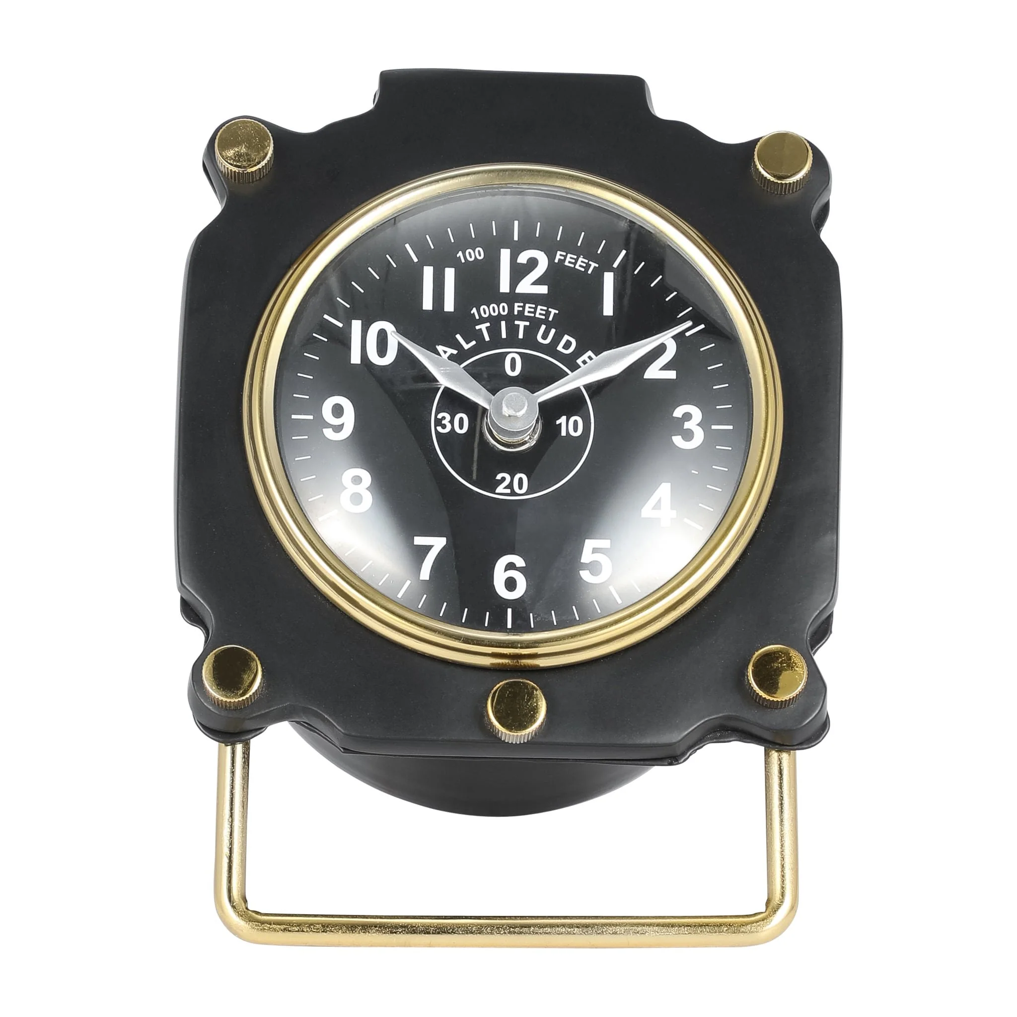 Metal, 6"h Altimeter Table Clock, Black