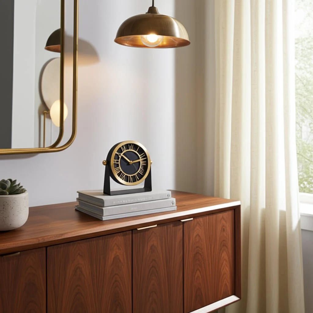 Metal Table Clock 6'' Gold Black - Image 11