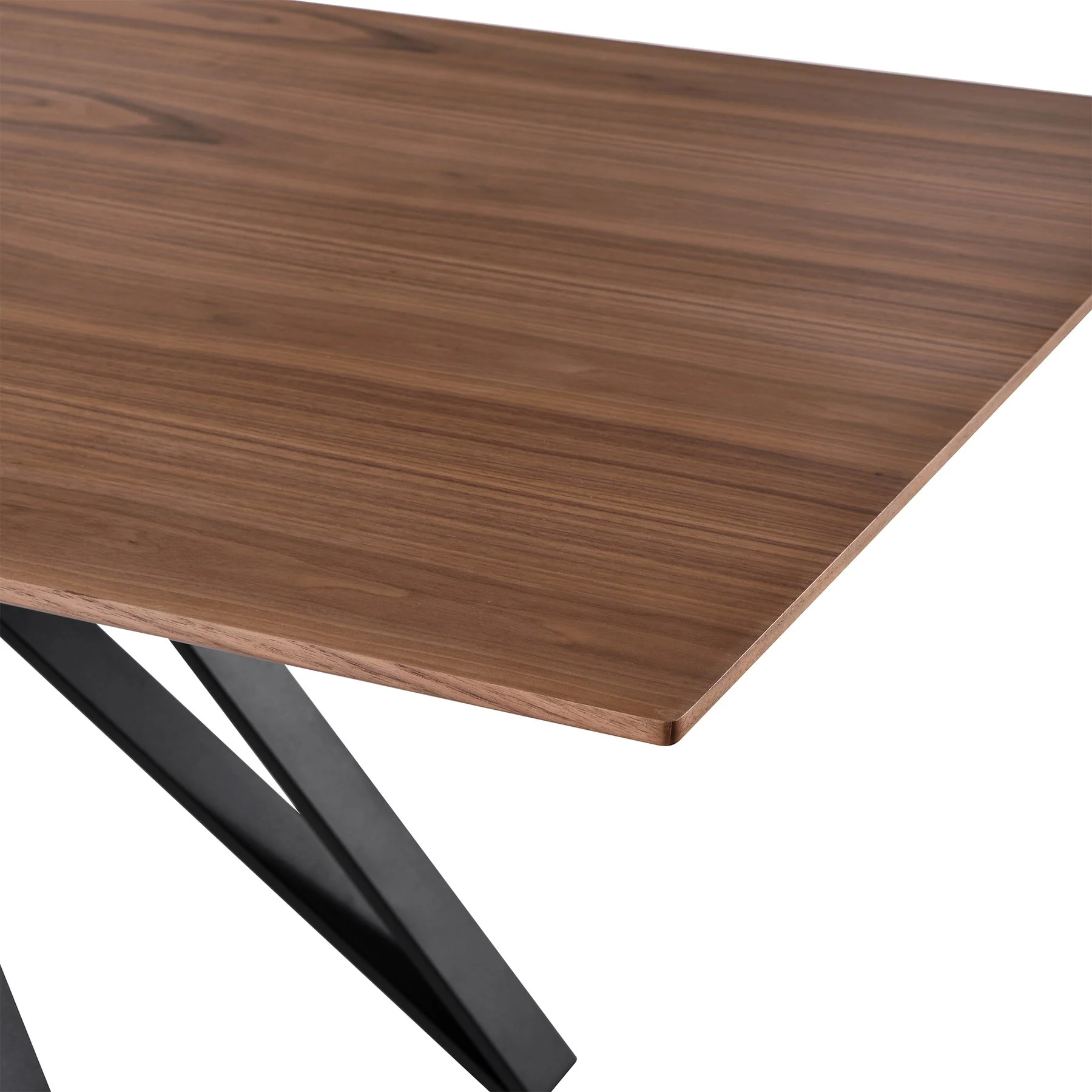 Modena Contemporary Dining Table in Matte Black Finish and Walnut Wood Top - Image 5