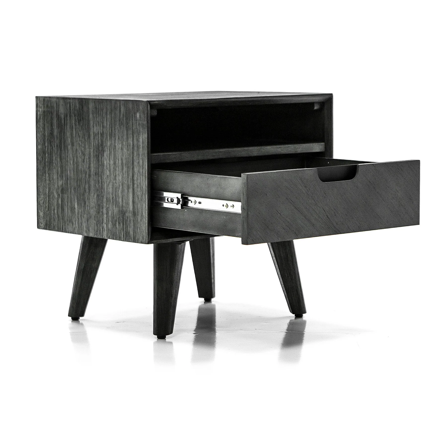 Mohave Mid-Century Tundra Gray Acacia Single Drawer Night Stand - Image 3