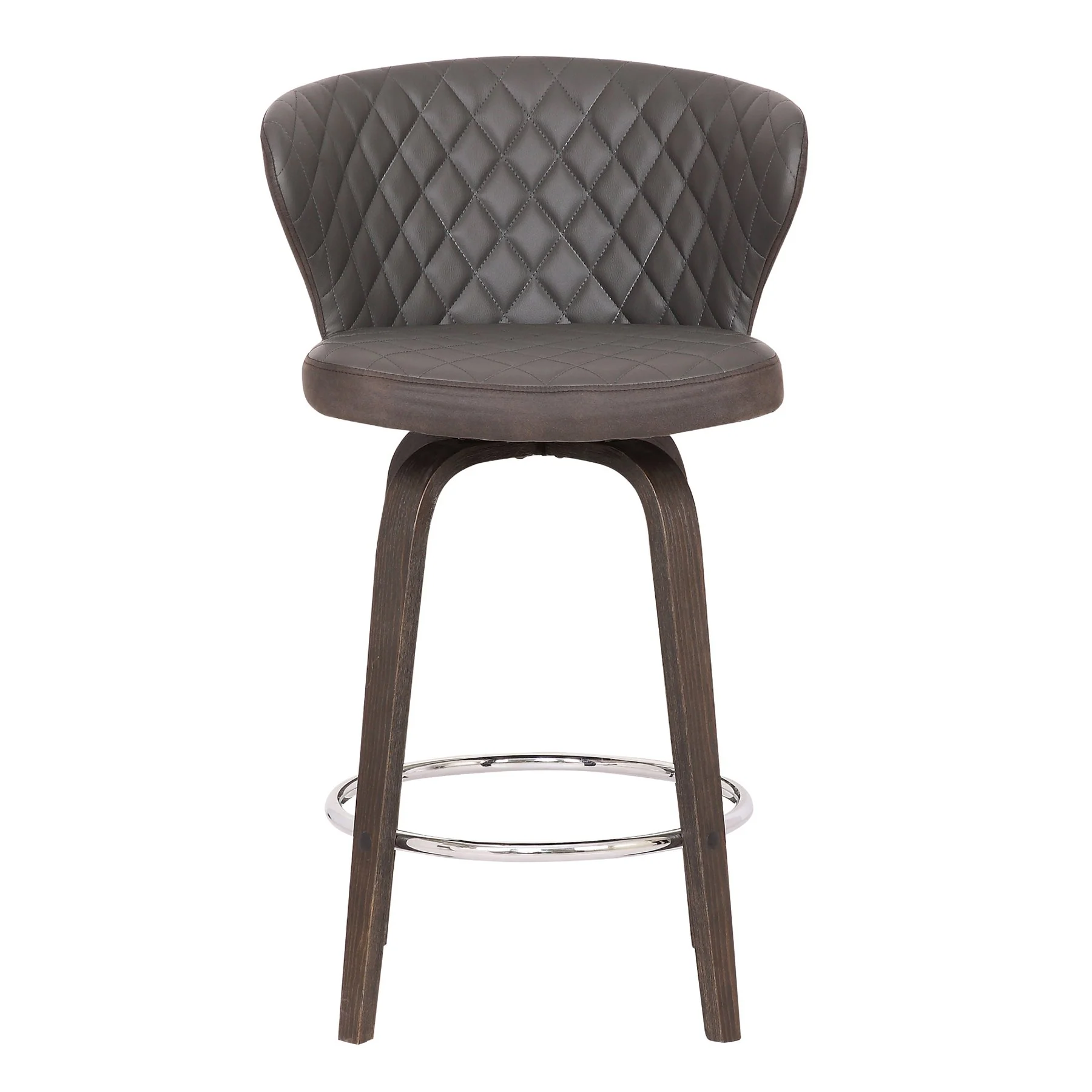 Mynette 30" Swivel Brown Faux Leather Bar Stool - Image 2