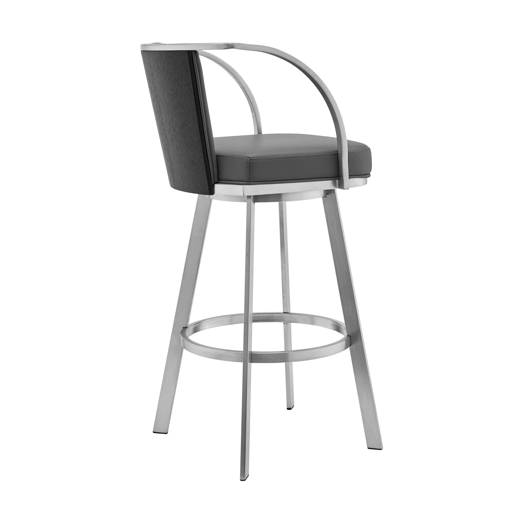 Naomi and Livingston 5-Piece Counter Height Dining Set in Brushed Stainless Steel and Gray Faux Leather - Image 3
