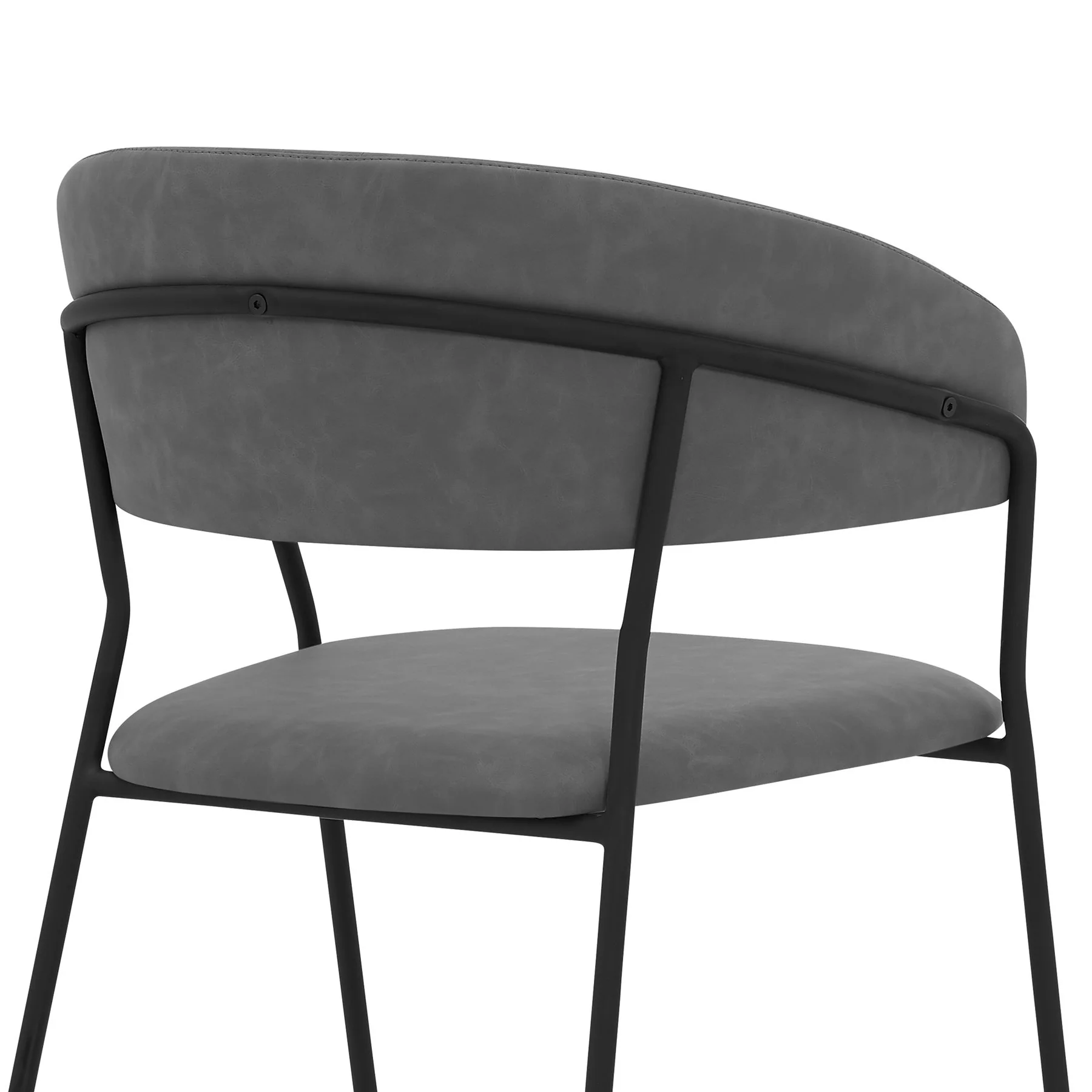 Nara Modern Gray Faux Leather and Metal Dining Room Chairs - Set of 2 - Image 6