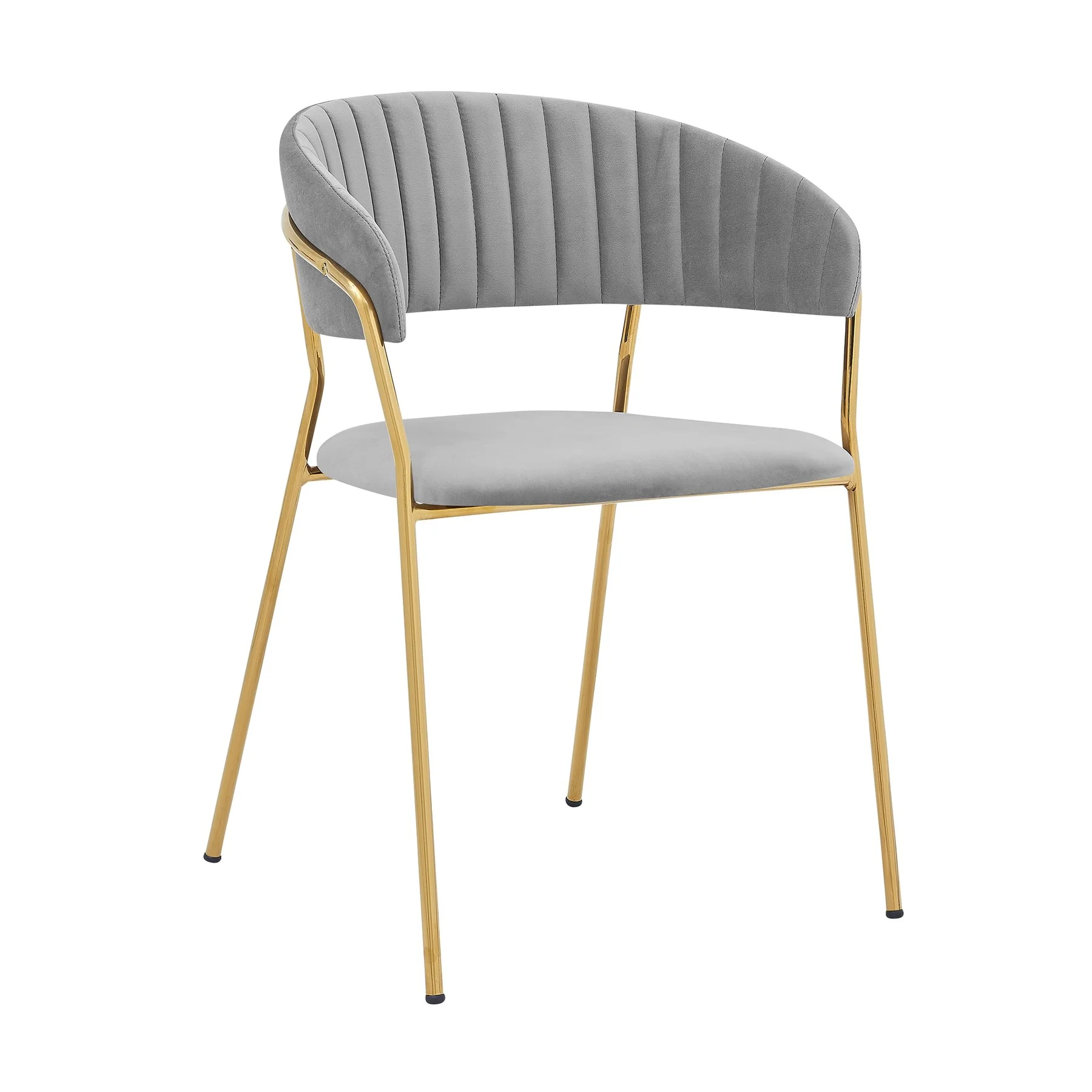 Nara Modern Gray Velvet and Gold Metal Leg Dining Room Chairs - Set of 2 - Image 2