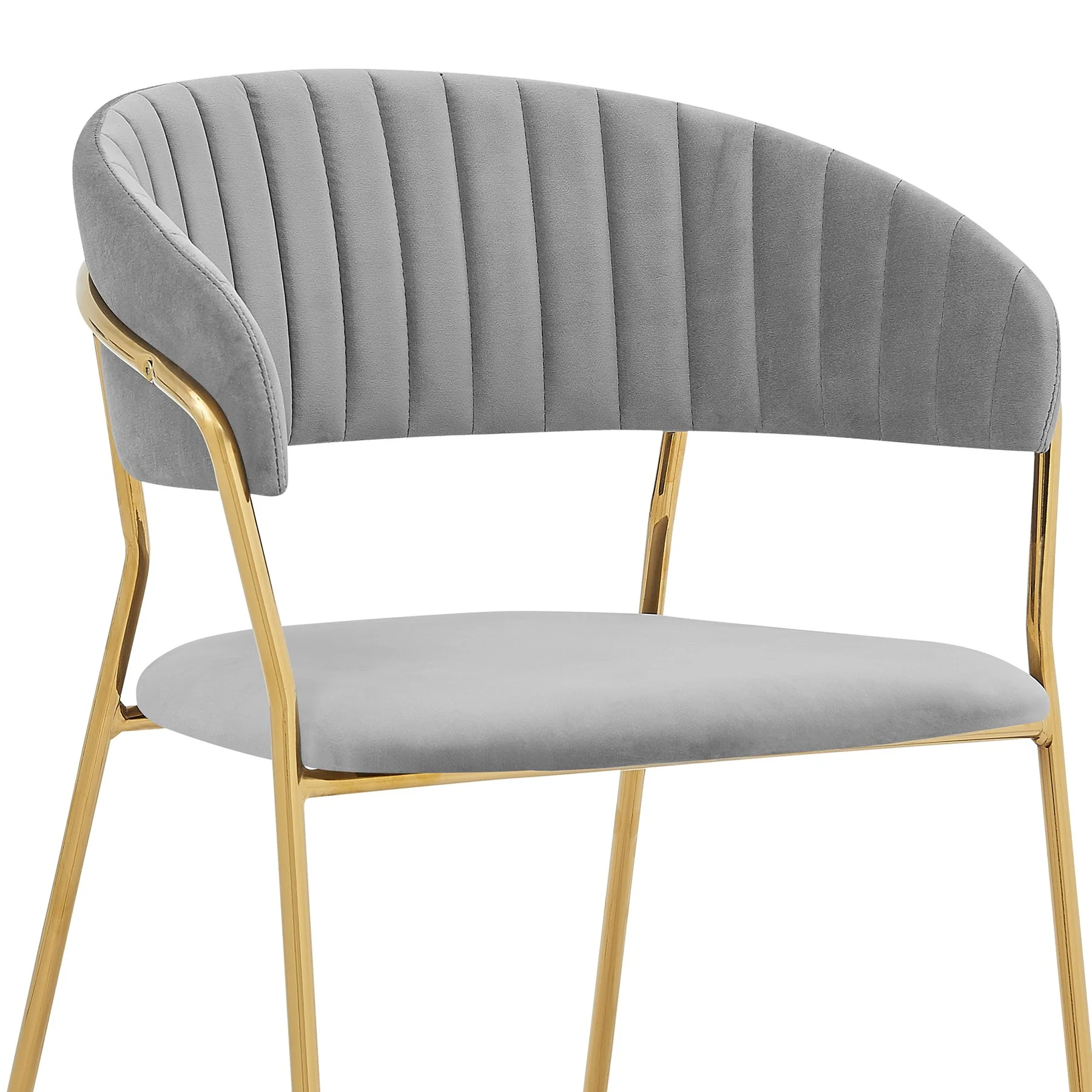 Nara Modern Gray Velvet and Gold Metal Leg Dining Room Chairs - Set of 2 - Image 5
