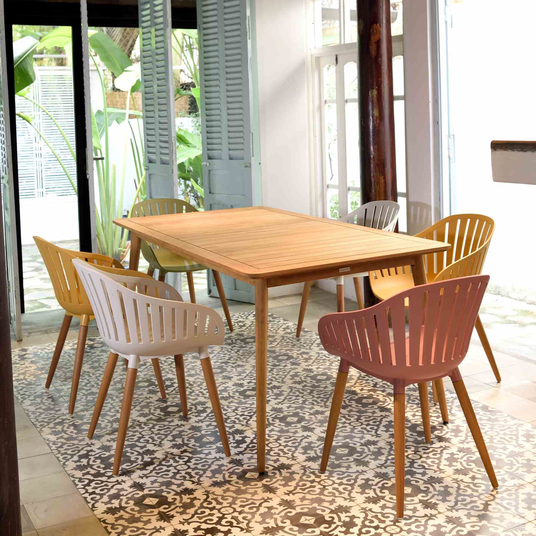 Nassau Outdoor Rectangle Dining Table in Natural Wood Finish - Image 8