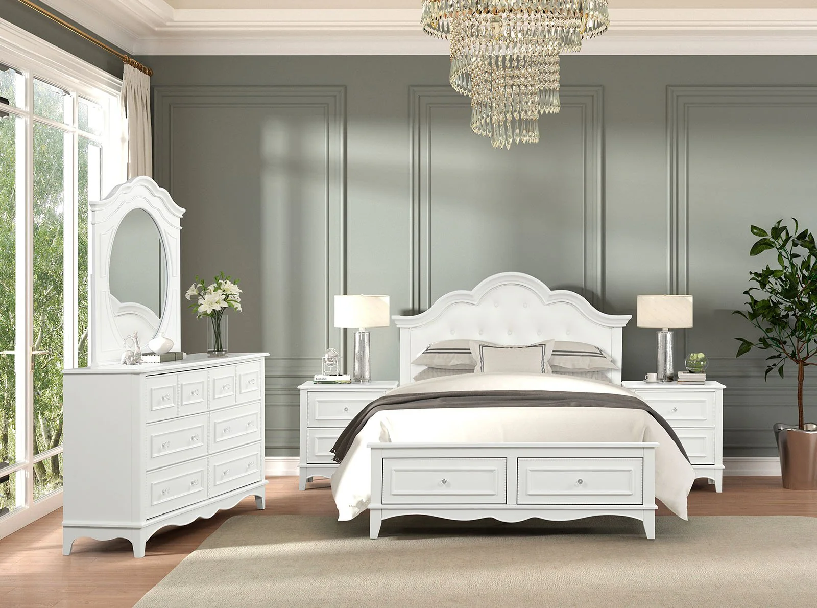 Naucalpan Queen Storage Bed, White - Image 2