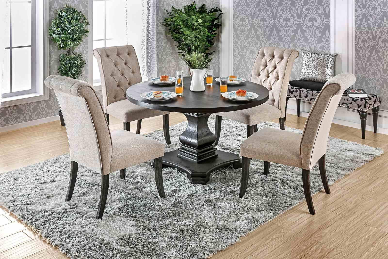 Nerissa 5 Pc. Dining Table Set, Beige Chairs