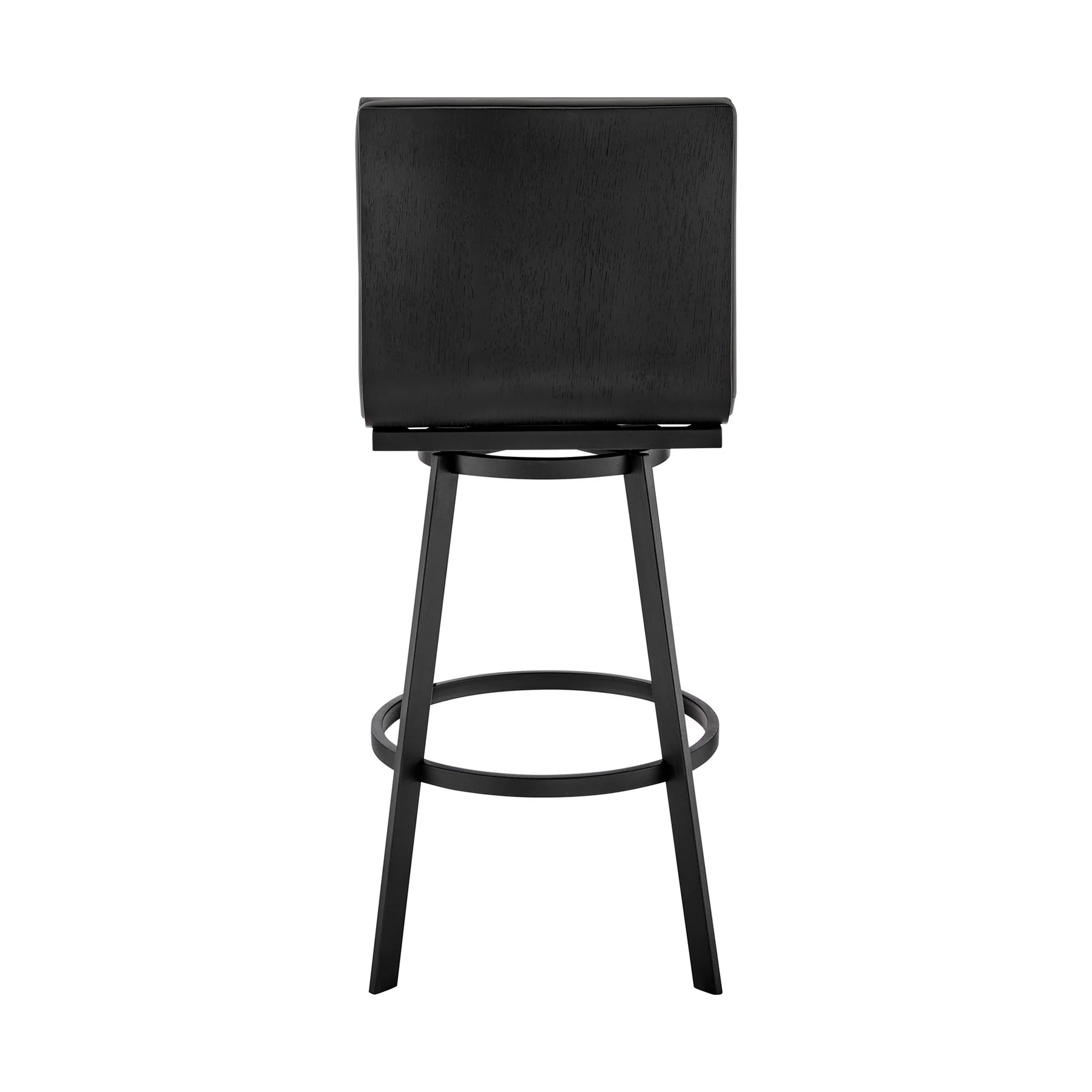 Nikole 26" Counter Height Swivel Bar Stool in Matt Black Finish with Gray Faux Leather - Image 5