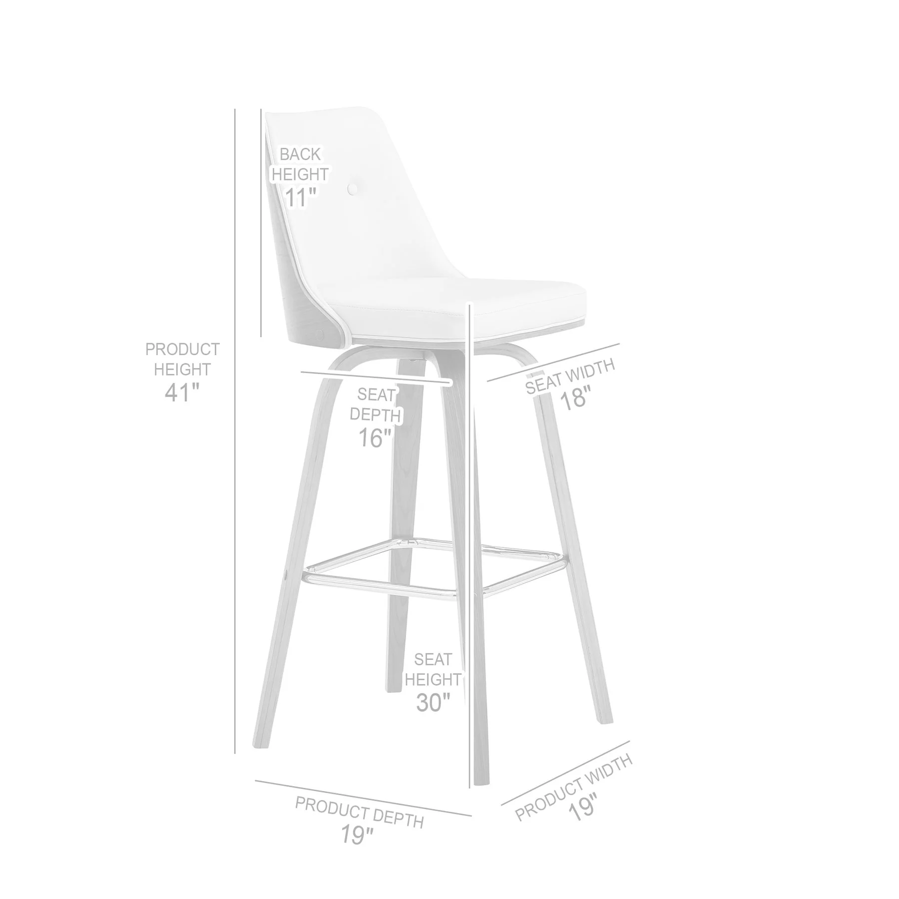 Nolte 30" Swivel Bar Stool in Gray Faux Leather and Walnut Wood - Image 8