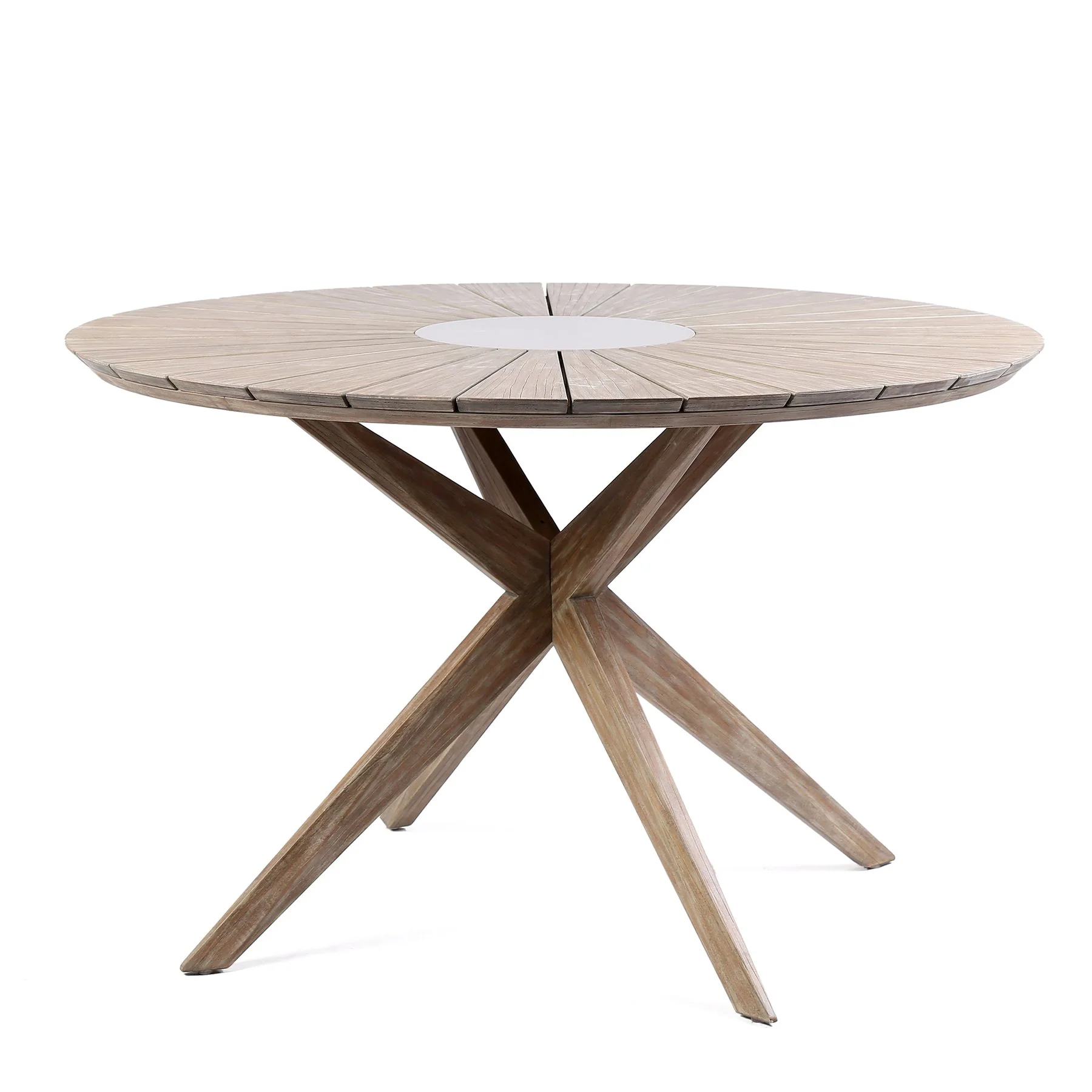 Oasis Santo Outdoor Patio 5 Piece Round Dining Set in Eucalyptus Wood and Charcoal Rope - Image 4