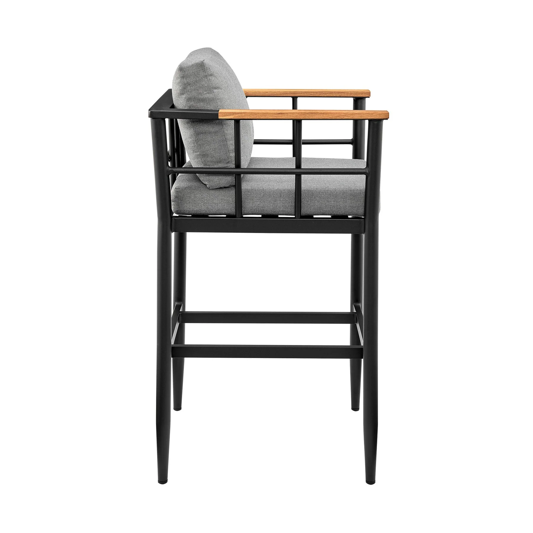 Orlando Outdoor Patio 5-Piece Bar Table Set in Aluminum with Gray Cushions - Image 3