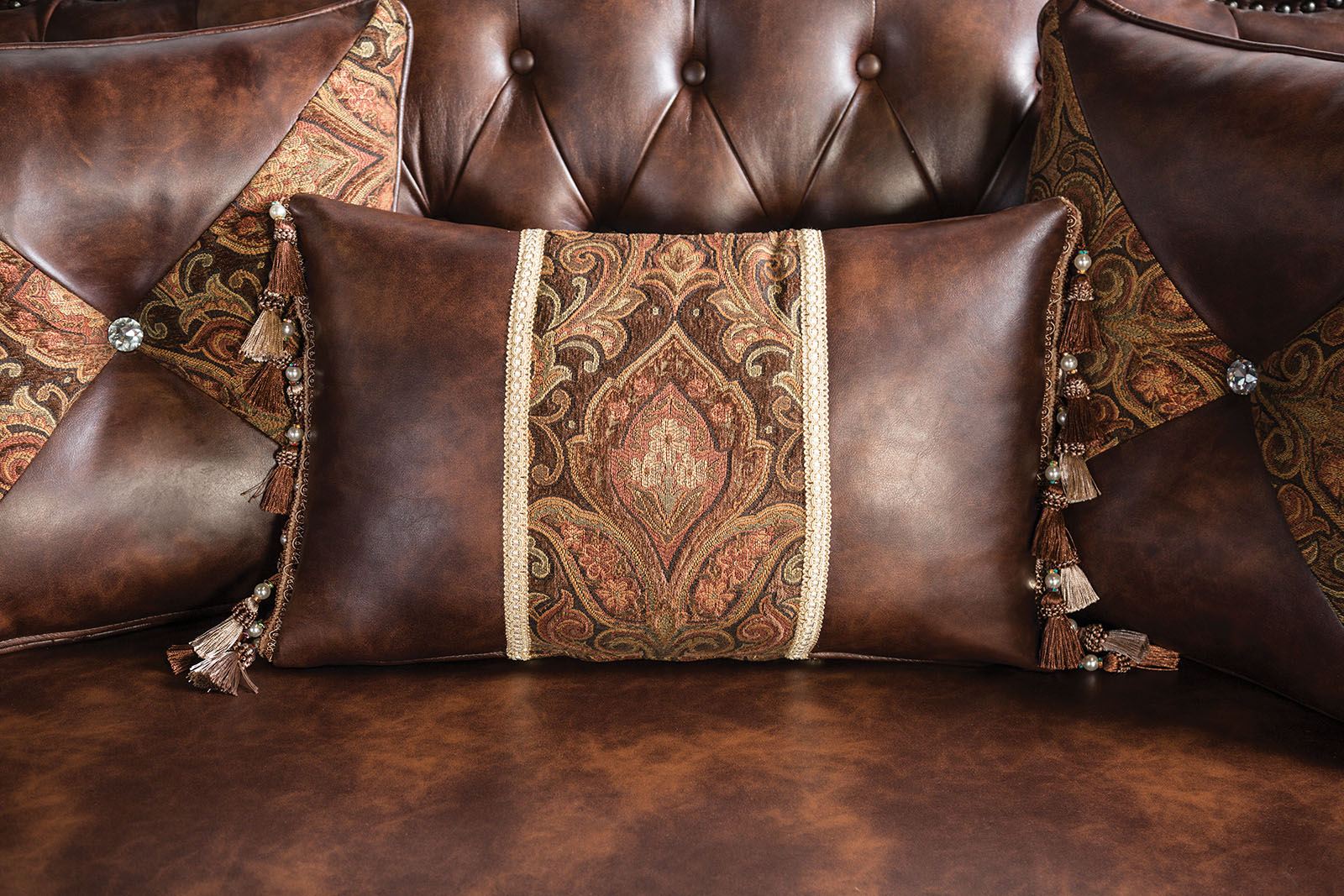 Palencia Loveseat, Dark Cherry/Light Brown - Image 5