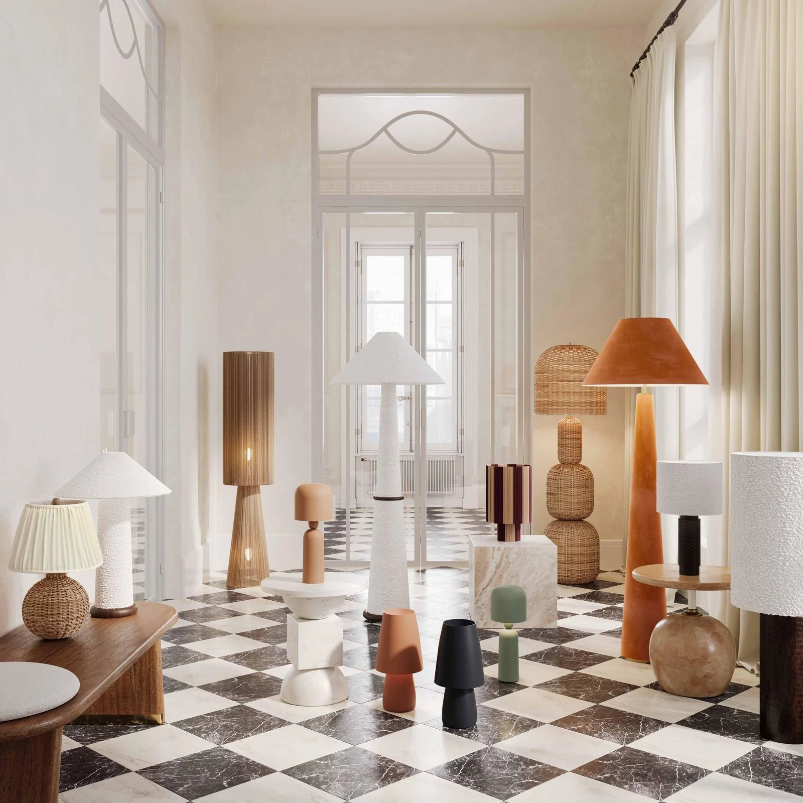 Pallora Cream & Natural Rattan Table Lamp - Image 2
