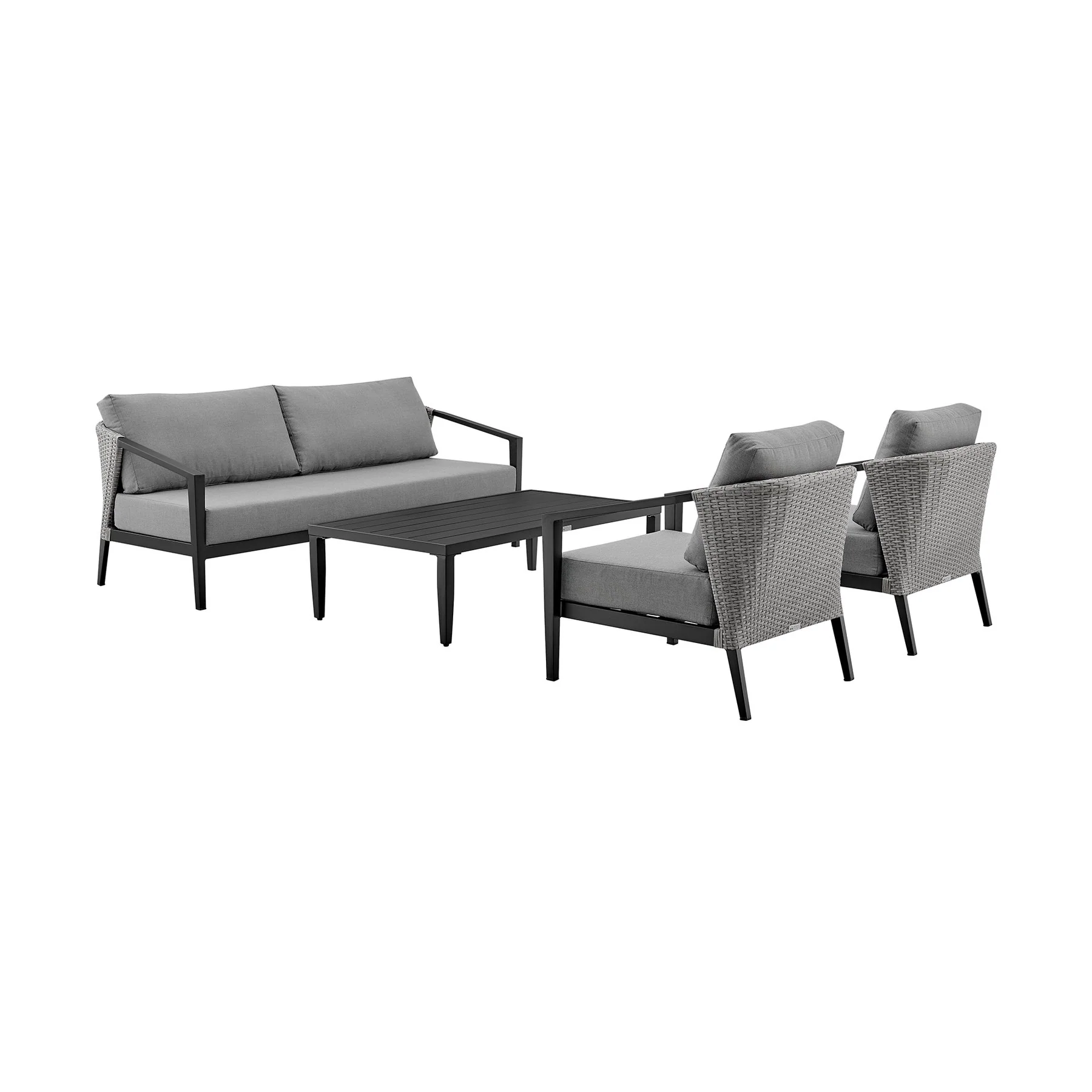 Palma Wicker and Aluminum Outdoor Chair in Black and Dark Gray
