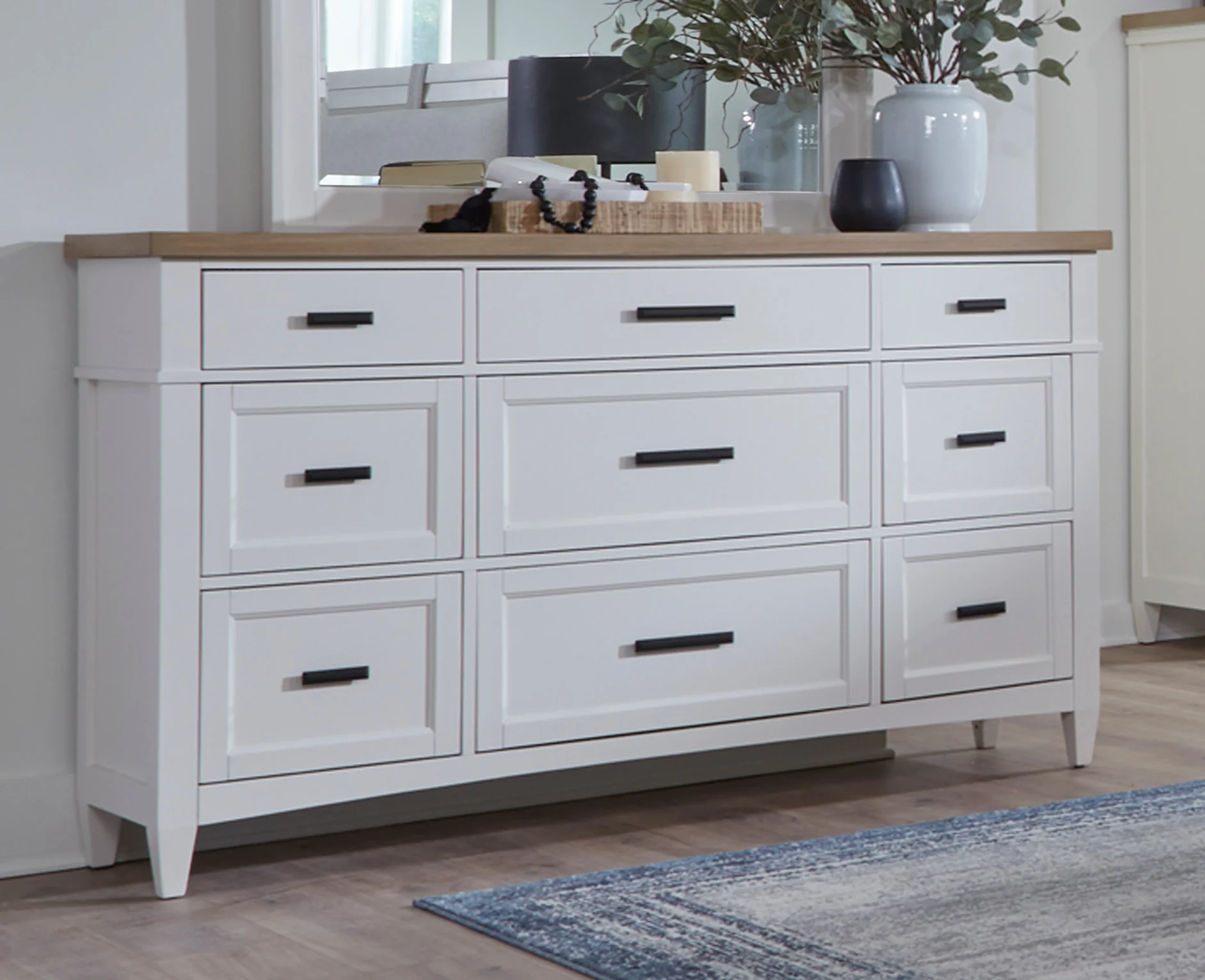 Parker House Americana Modern Bedroom King Platform Bed 2 Nightstands Dresser with Mirror and Chest - Image 5