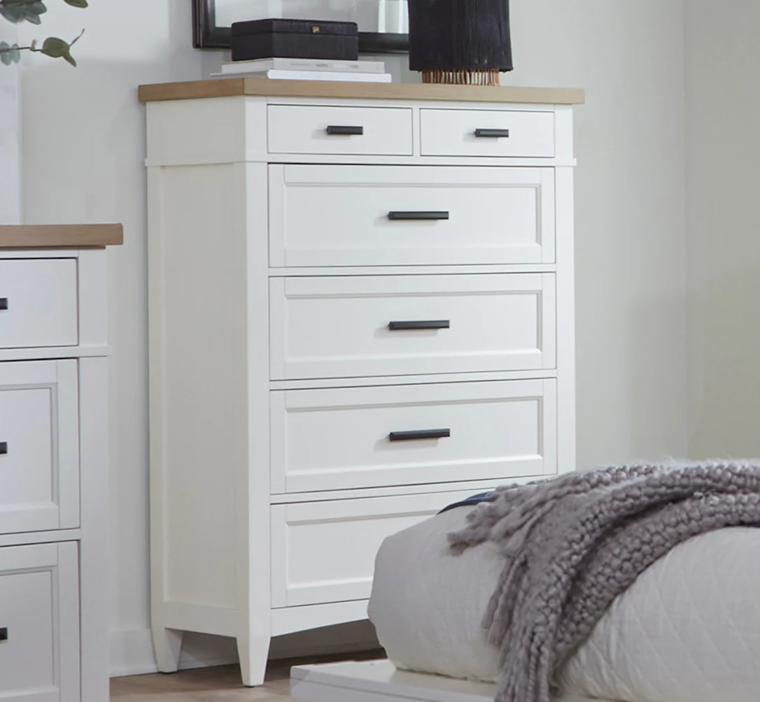 Parker House Americana Modern Bedroom King Shelter Bed 2 Nightstands Dresser with Mirror and Chest - Image 7