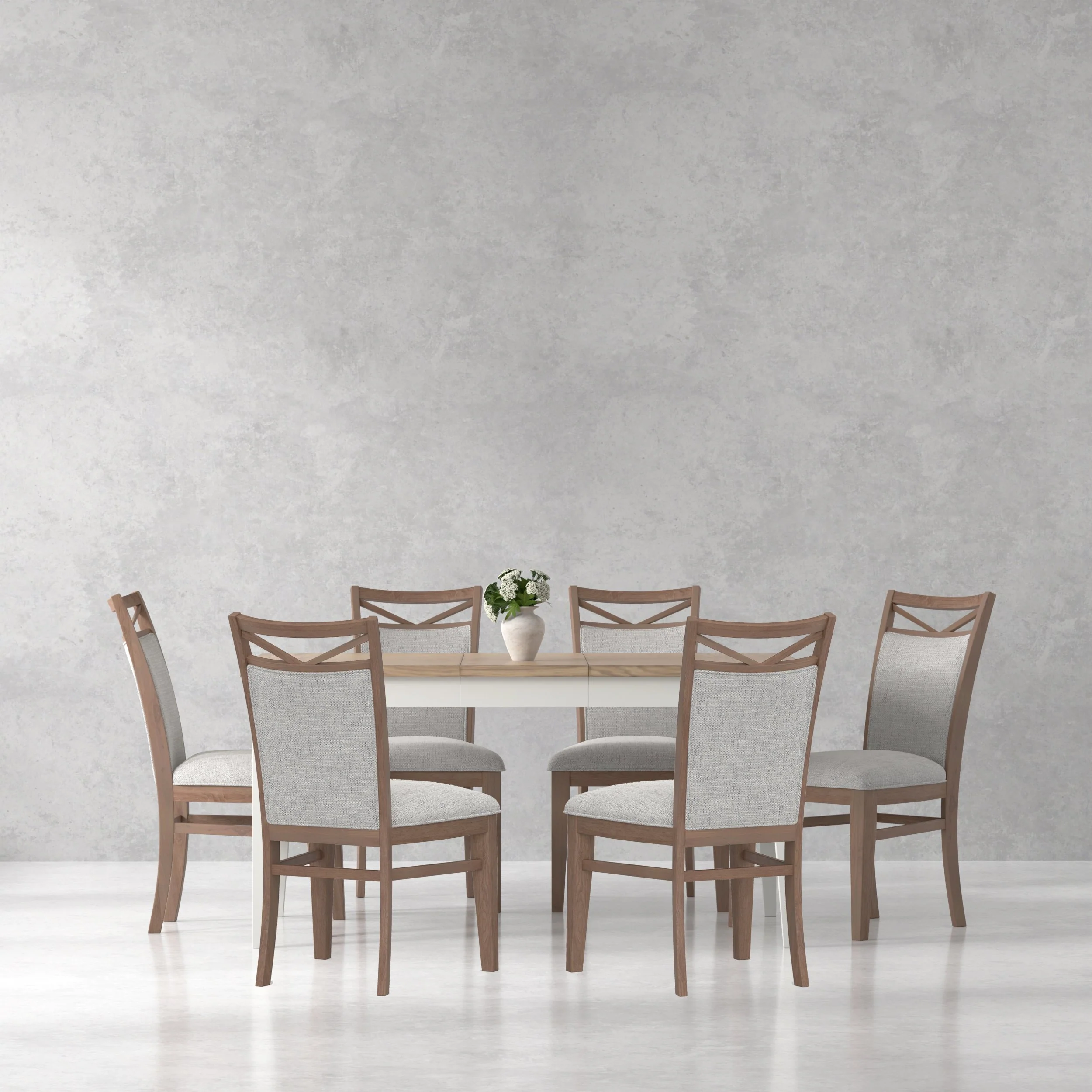 Parker House Americana Modern Dining Rectangular Extendable Dining Table with 6 Upholstered Dining Chairs
