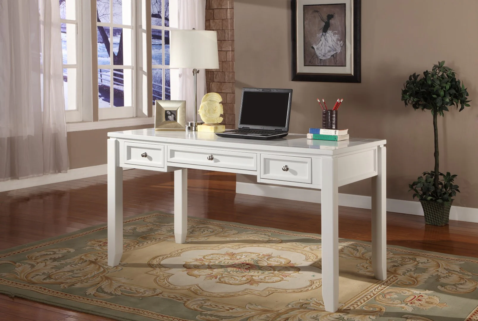 Parker House Boca L Shape Desk with File Credenza and Hutch - Image 3
