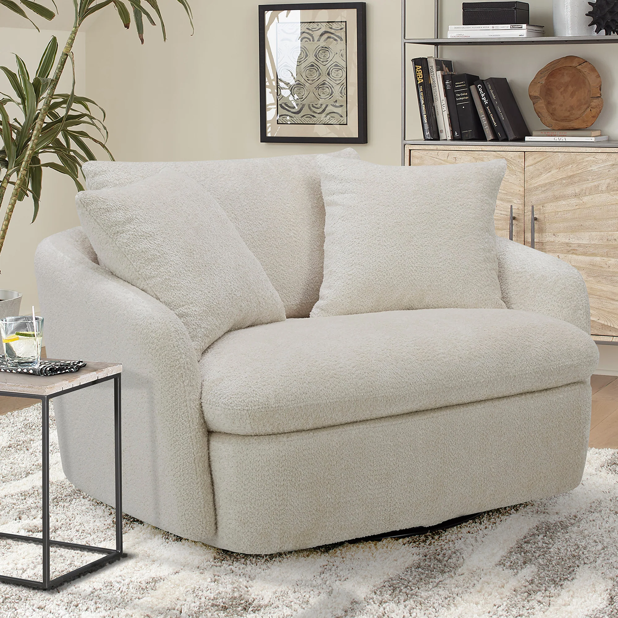 Parker Living Boomer - Utopia Sand Large Swivel Chair with 2 Toss Pillows Two Pack - Image 3