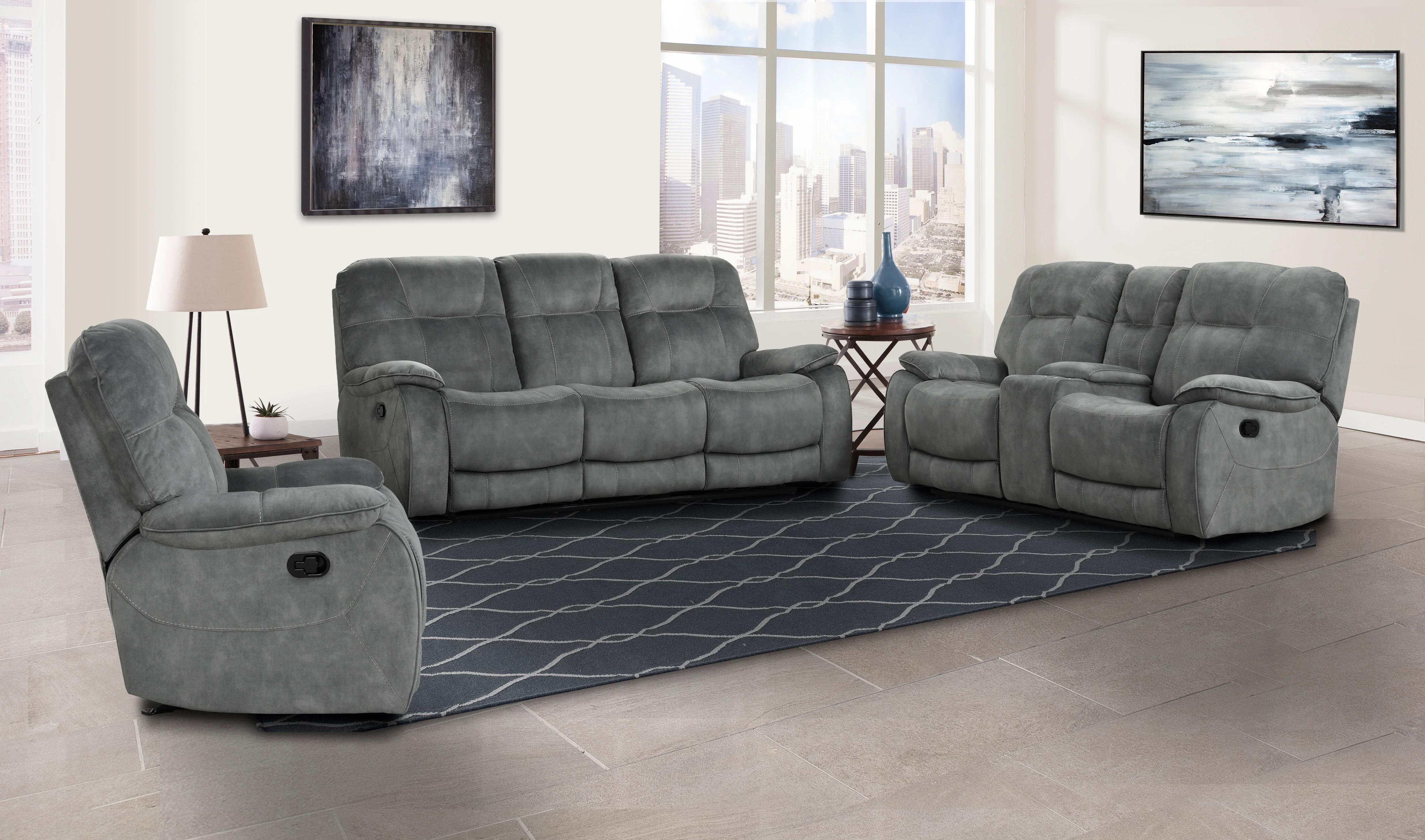 Parker Living Cooper - Shadow Grey Triple Reclining Sofa - Image 2