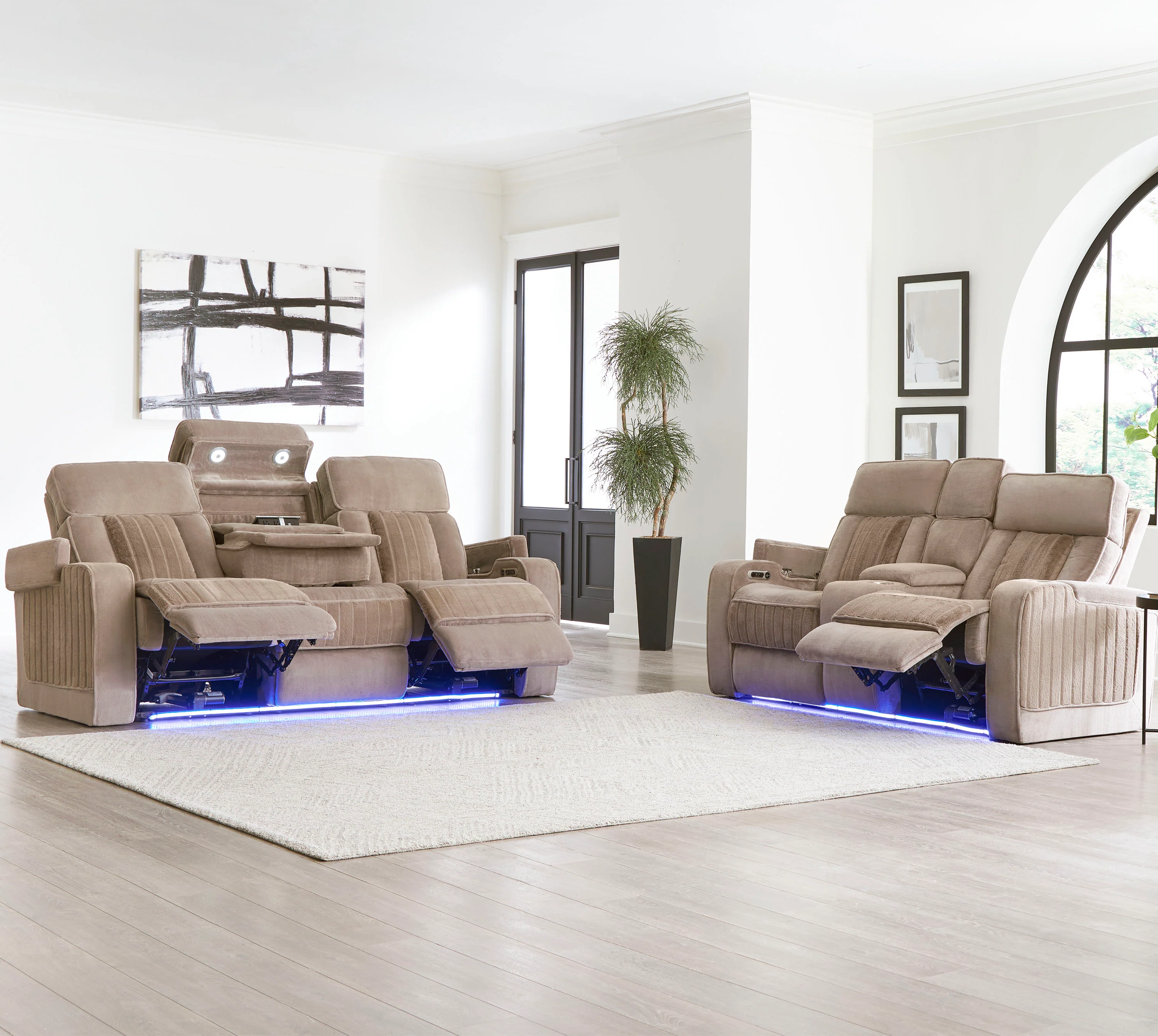 Parker Living Equinox - Mushroom Power Reclining Sofa and Loveseat - Image 4