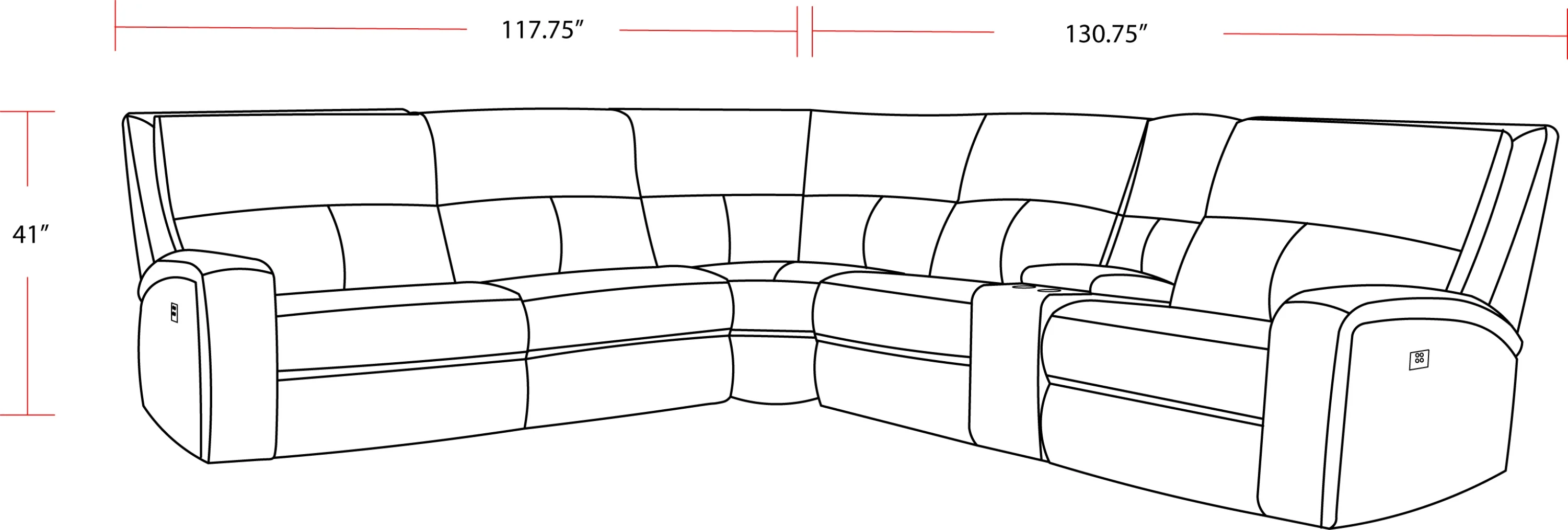 Parker Living Polaris - Kahlua 6 Piece Modular Power Reclining Sectional with Power Adjustable Headrests - Image 3