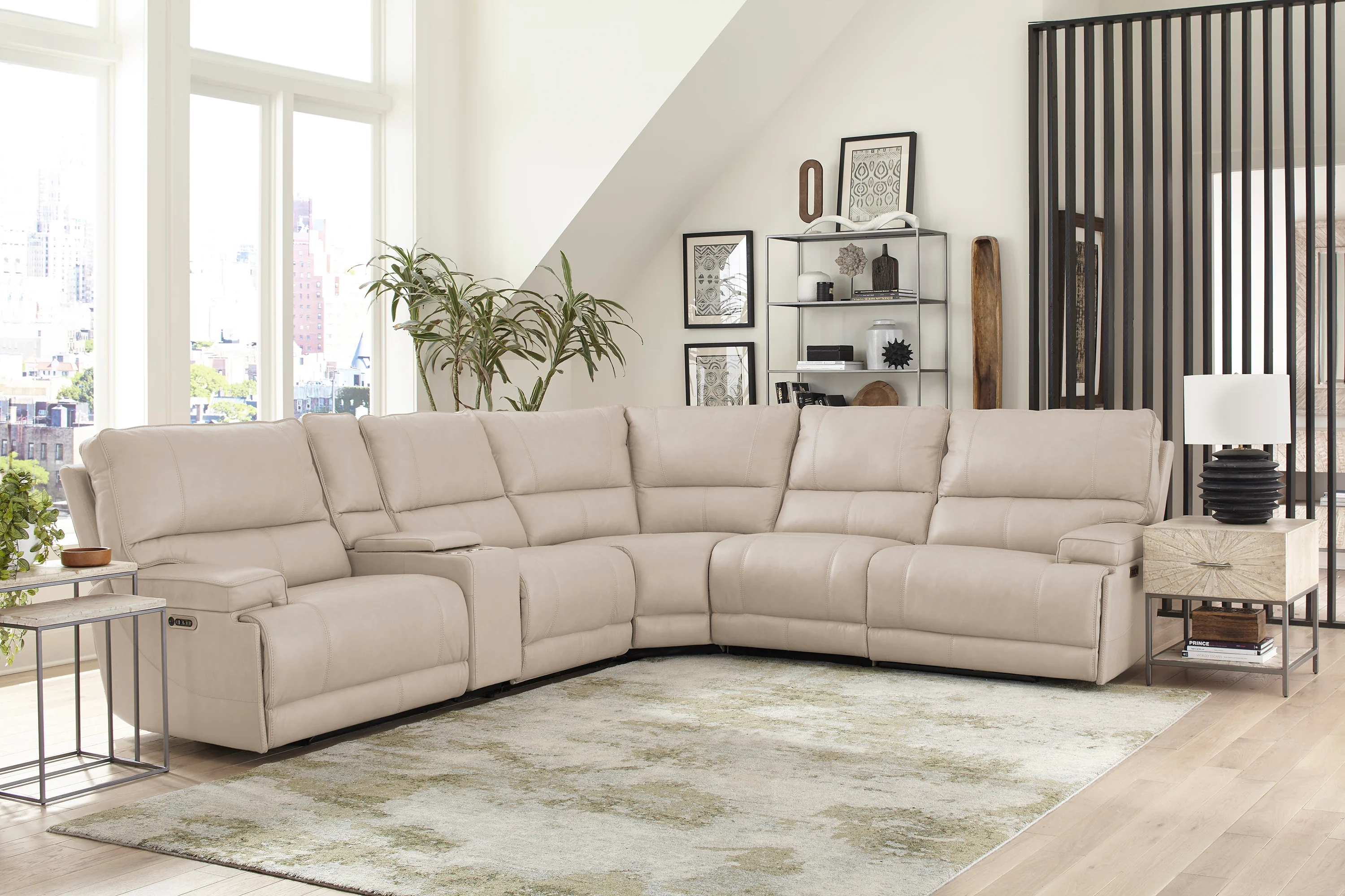 Parker Living Whitman - Verona Linen - Powered By Freemotion 6 Piece Modular Power Reclining Sectional with Power Adjustable Headrests - Image 3