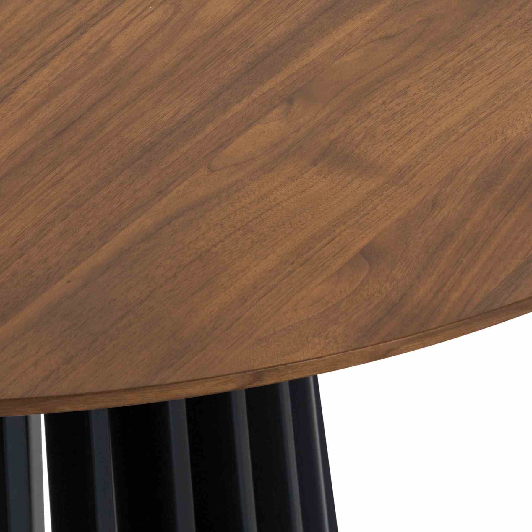 Pasadena 47" Wood Round Dining Table with Walnut Finish and Black Base - Image 4