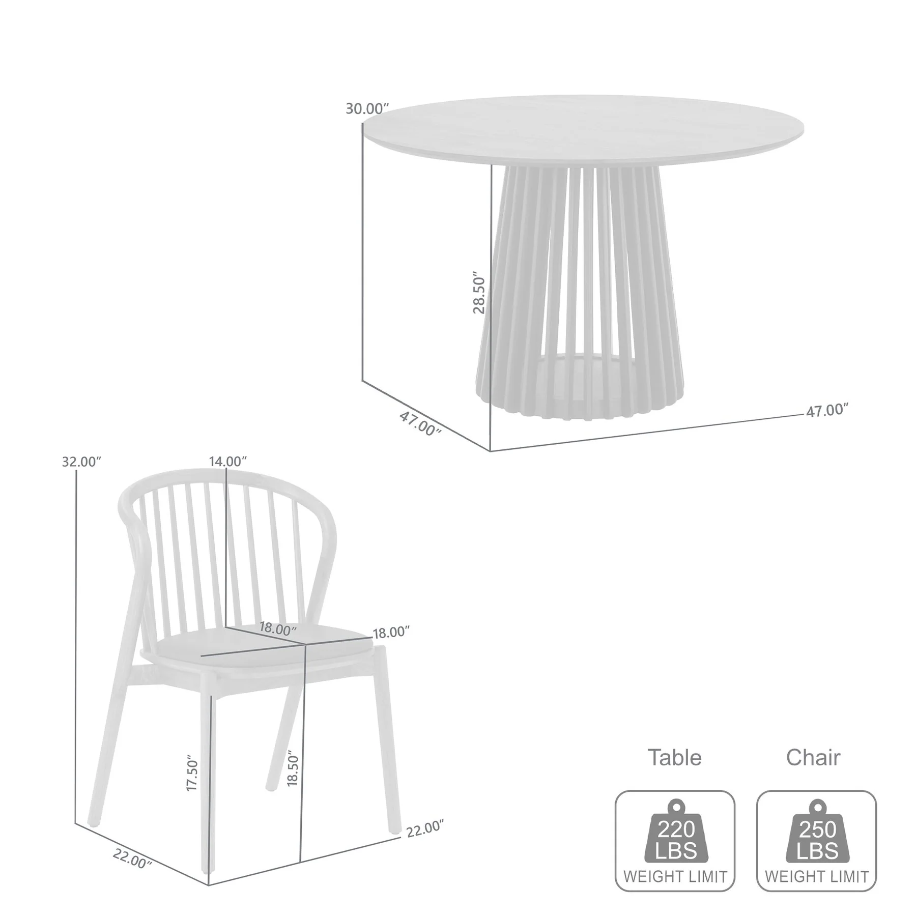 Pasadena Echo 5 Piece Round Dining Set with Black Oak Finish Table and Walnut Finish Chairs - Image 10