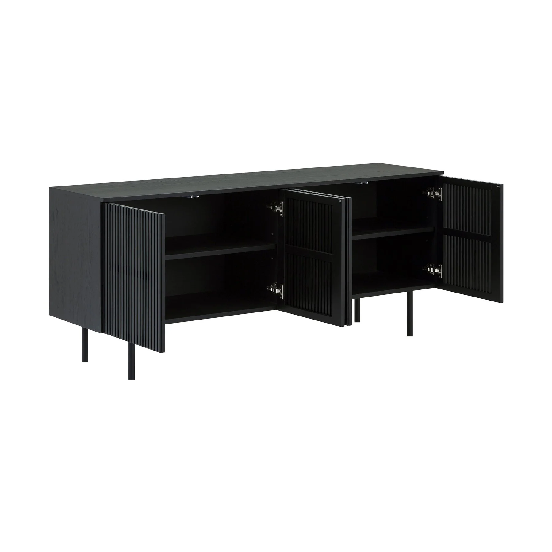 Pasadena Echo 6 Piece Oval Dining Set with Buffet in Black Oak Finish with Black Faux Leather - Image 7