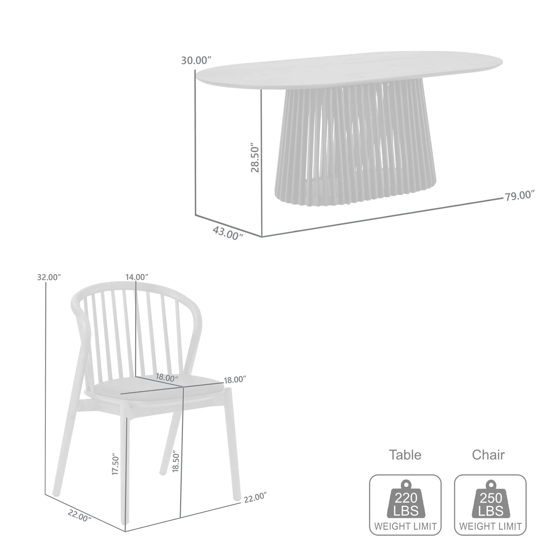 Pasadena Echo 7 Piece Oval Dining Set with Walnut and Black Finish Table and Walnut Finish Chairs - Image 11