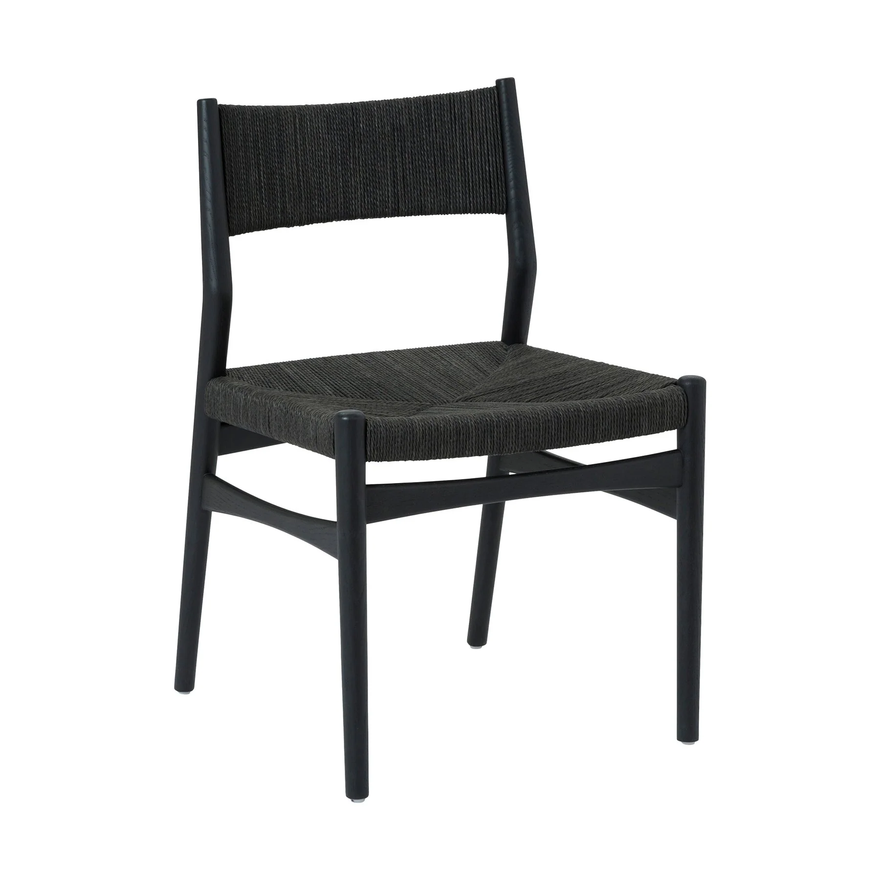 Pasadena Erie 6 Piece Oval Dining Set with Buffet and Paper Cord Chairs in Black Finish with Walnut Finish Table Top - Image 2