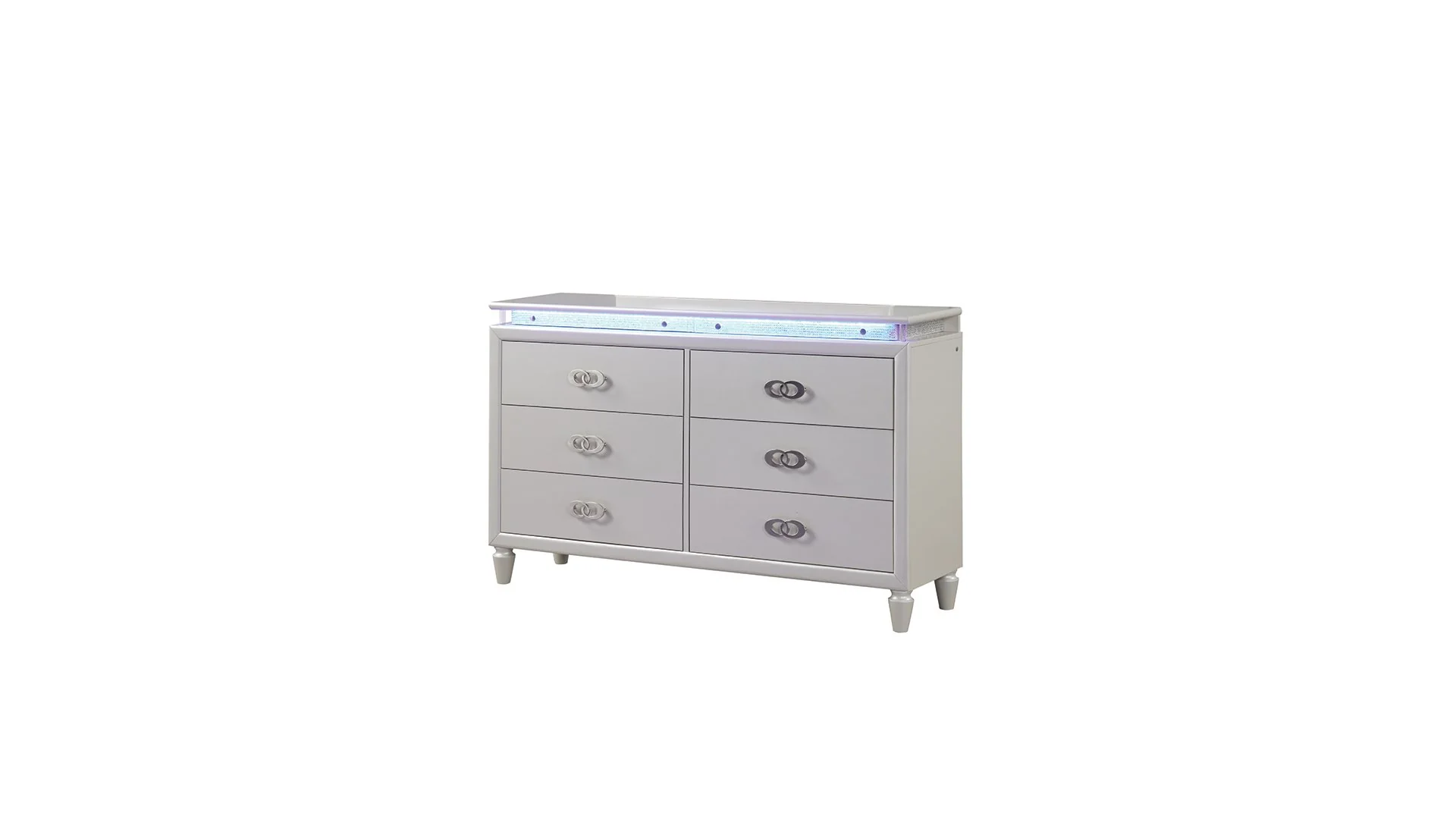 Perla King 4PC with Vanity Bedroom set Milky White - Image 4