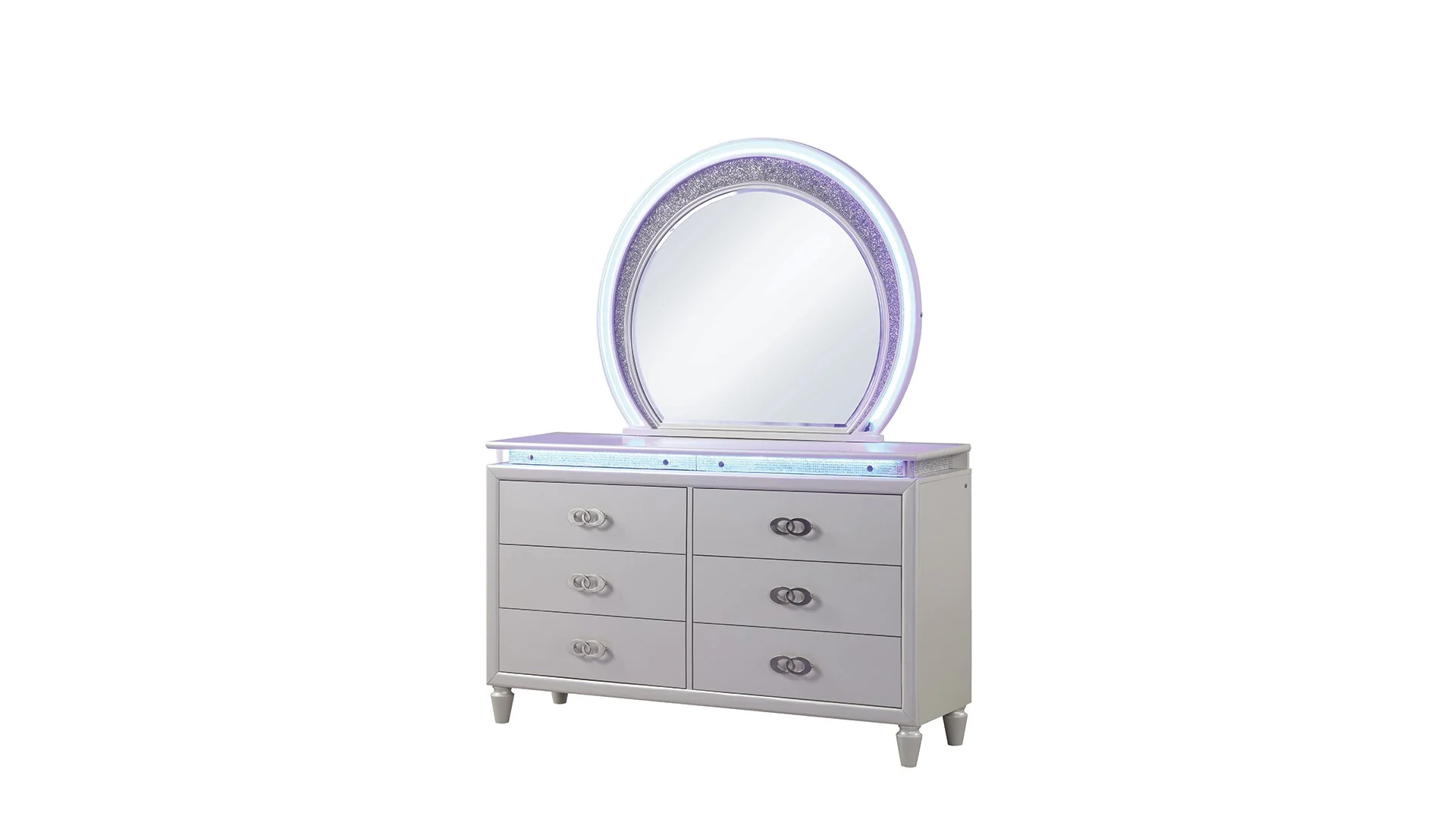 Perla King 5PC with Vanity Bedroom Set Milky White - Image 9