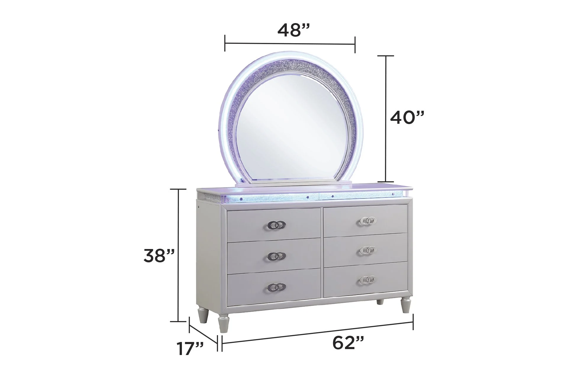 Perla Queen 5PC with Vanity Bedroom Set Milky White - Image 6