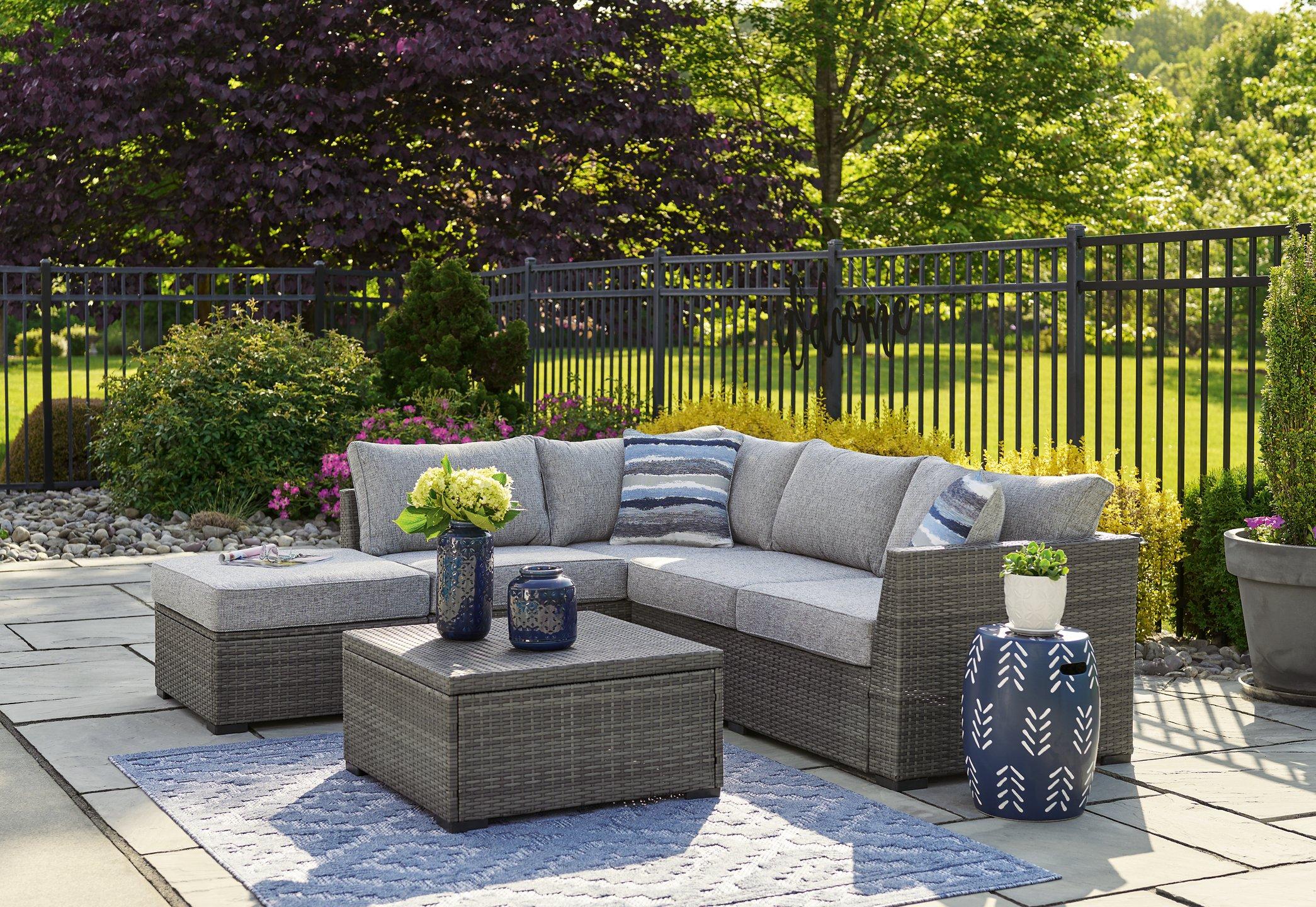 Petal Road Outdoor Loveseat Sectional/Ottoman/Table Set (Set of 4) - Image 2