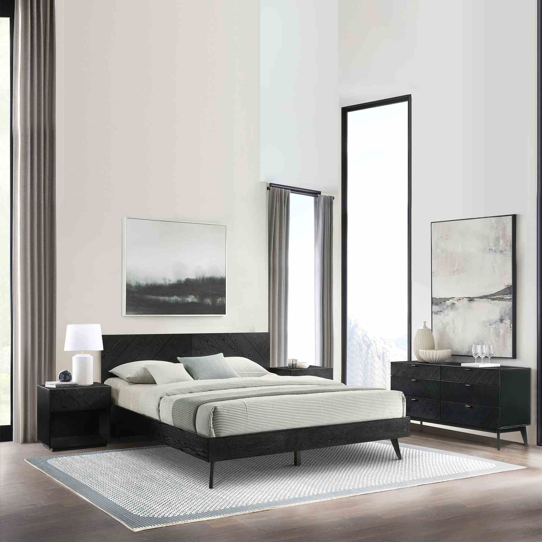 Petra 1 Drawer Wood Nightstand in Black Finish - Image 12