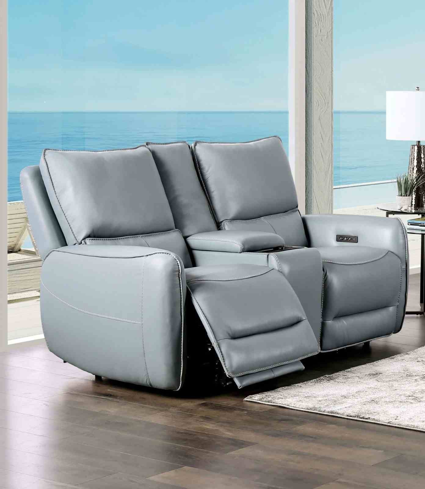 Phineas Power Loveseat, Pale Blue