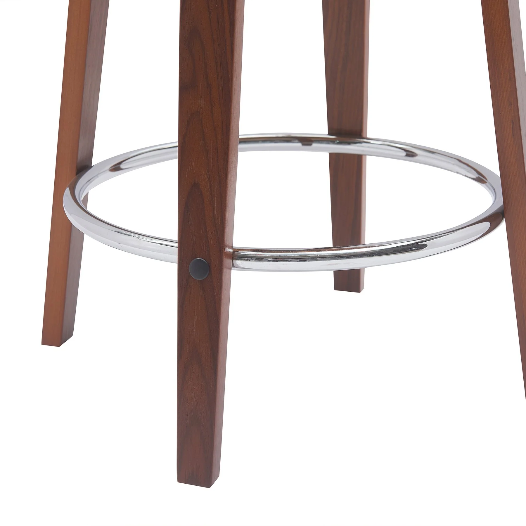 Pico 26" Swivel Walnut Wood Counter Stool in Cream Faux Leather with Chrome - Image 7