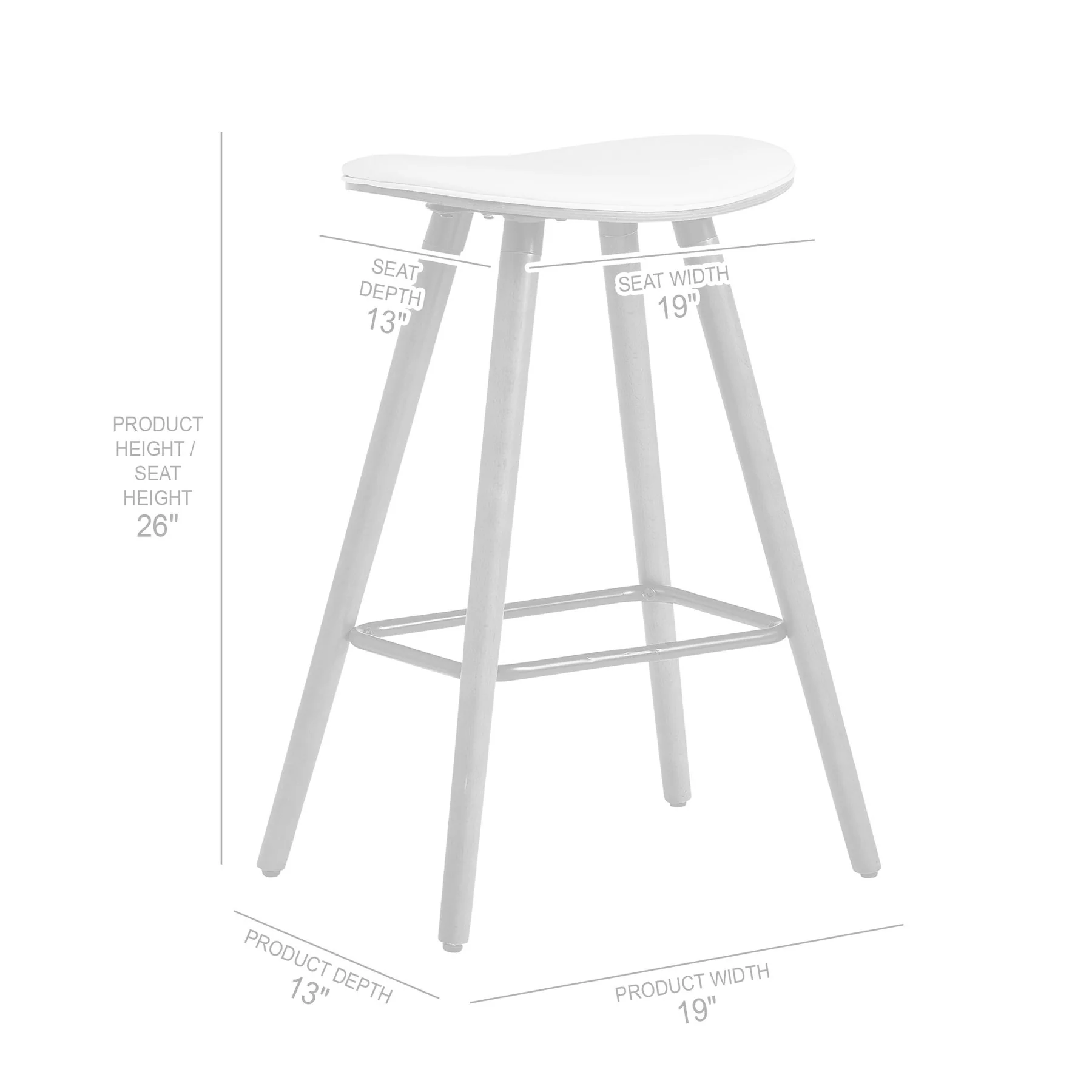 Piper 26" Counter Height Backless Bar Stool in Gray Faux Leather and Walnut Wood - Image 6