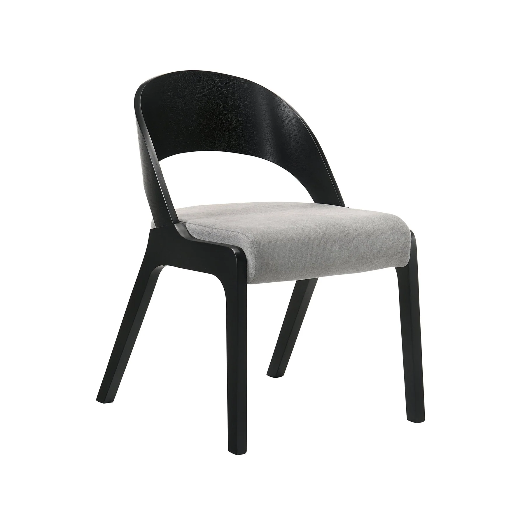 Polly Mid-Century Gray Upholstered Dining Chairs in Black Finish - Set of 2 - Image 2