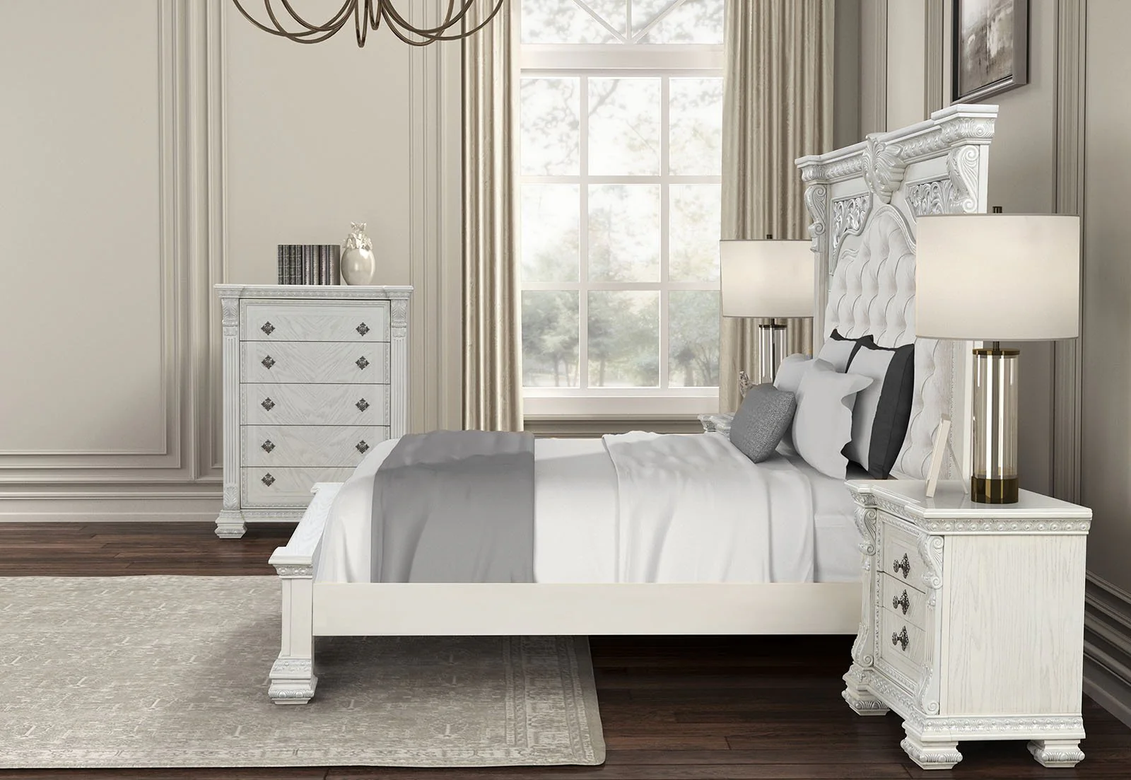 Promenade Queen Bed, Wire Brushed White - Image 3