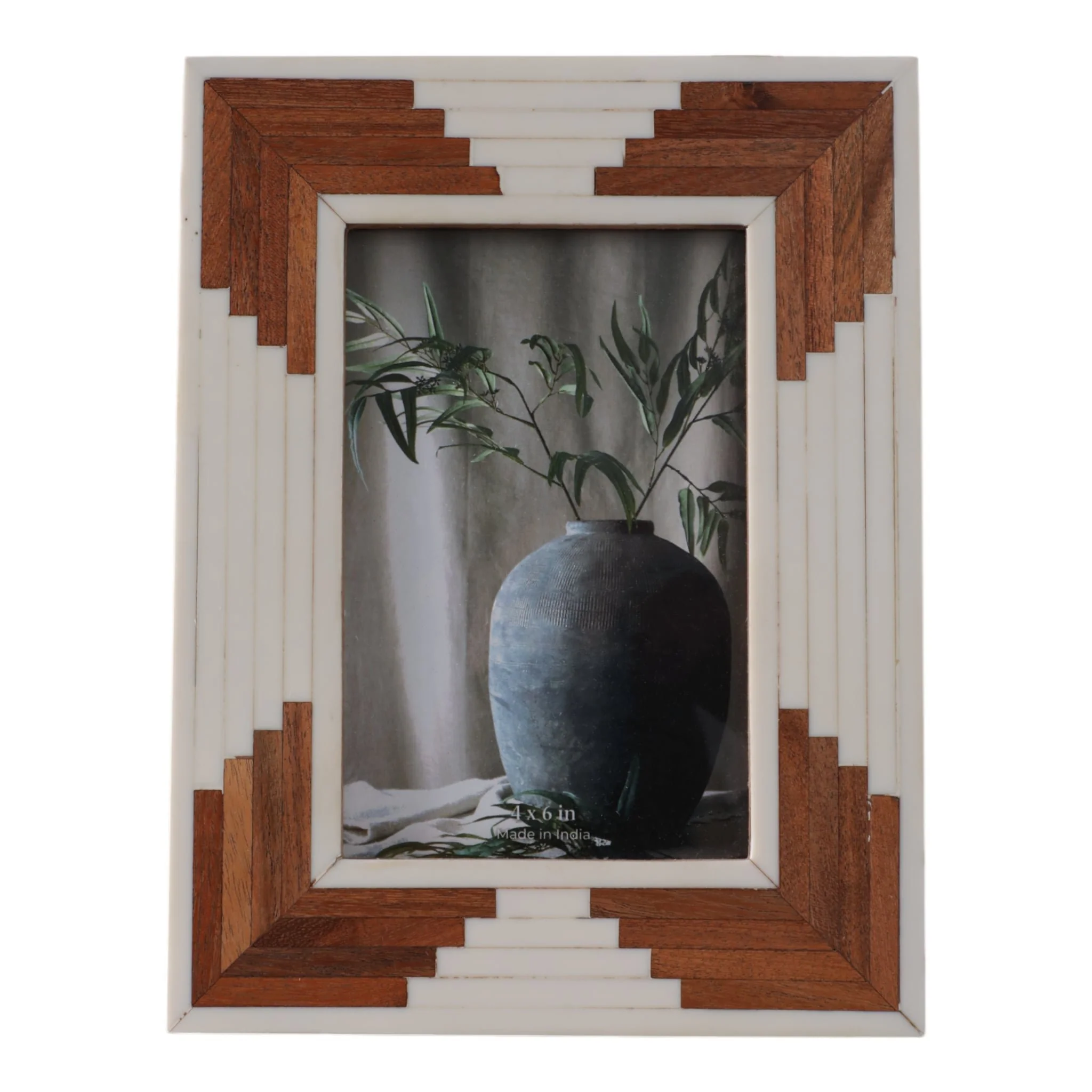 Resin, 4x6 Cascading Wood Photo Frame, White
