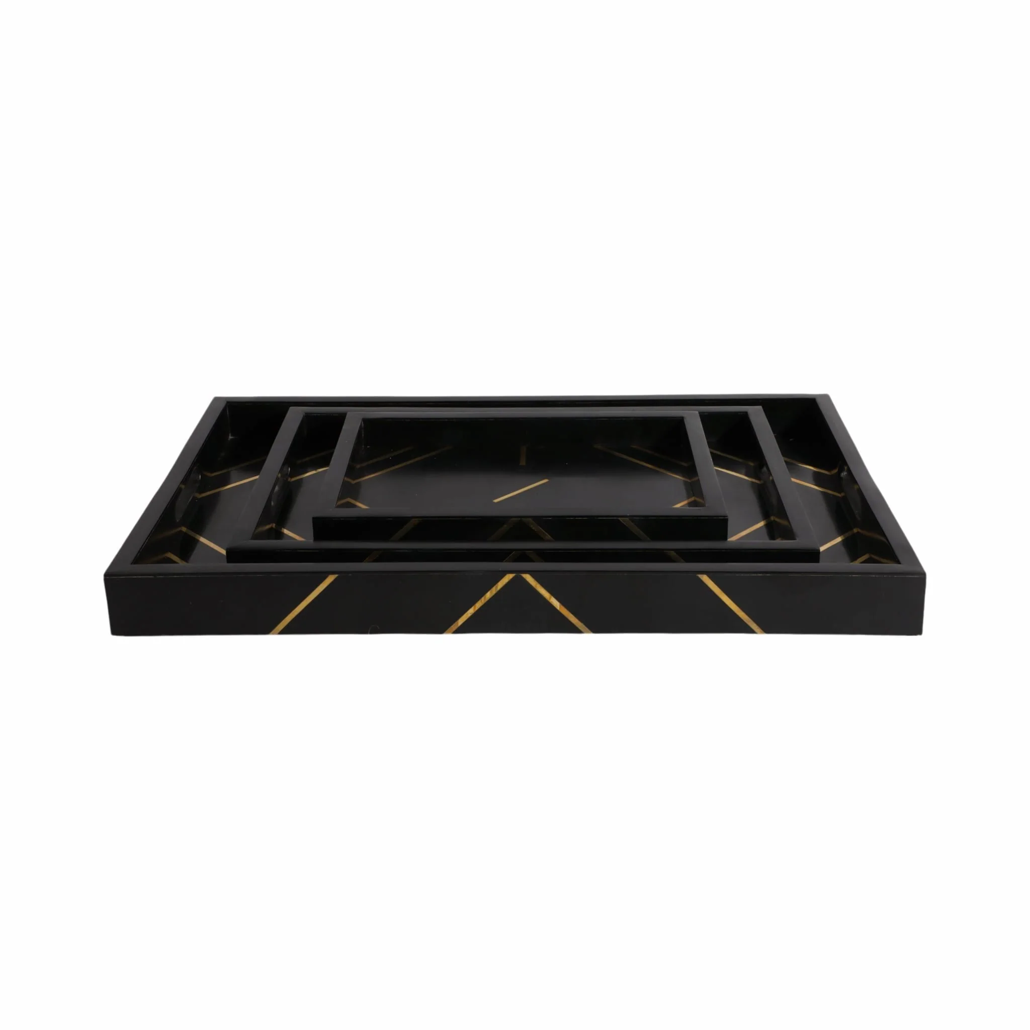 Resin,s/3 13/18/24",brss Inlay Rectangle Tray,blk