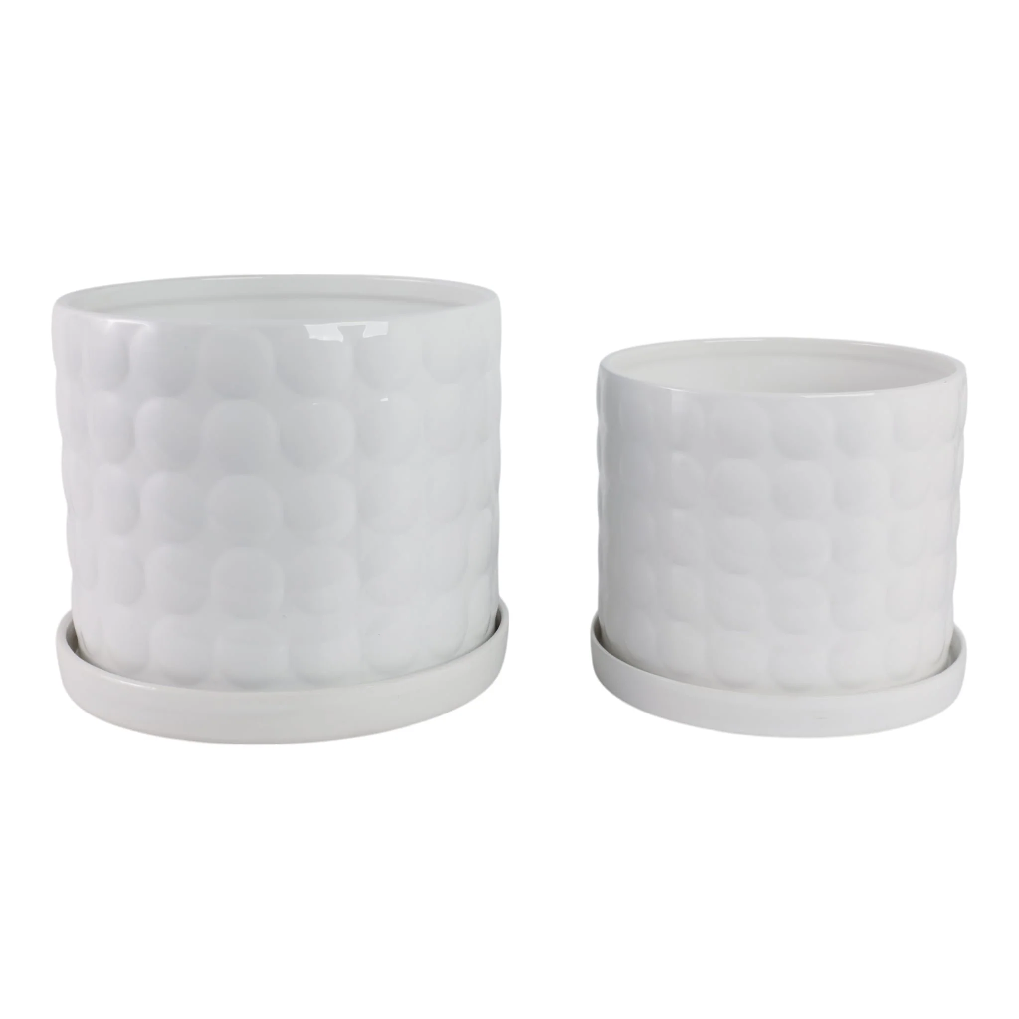 S/2 10/12" Bubble Planter, White